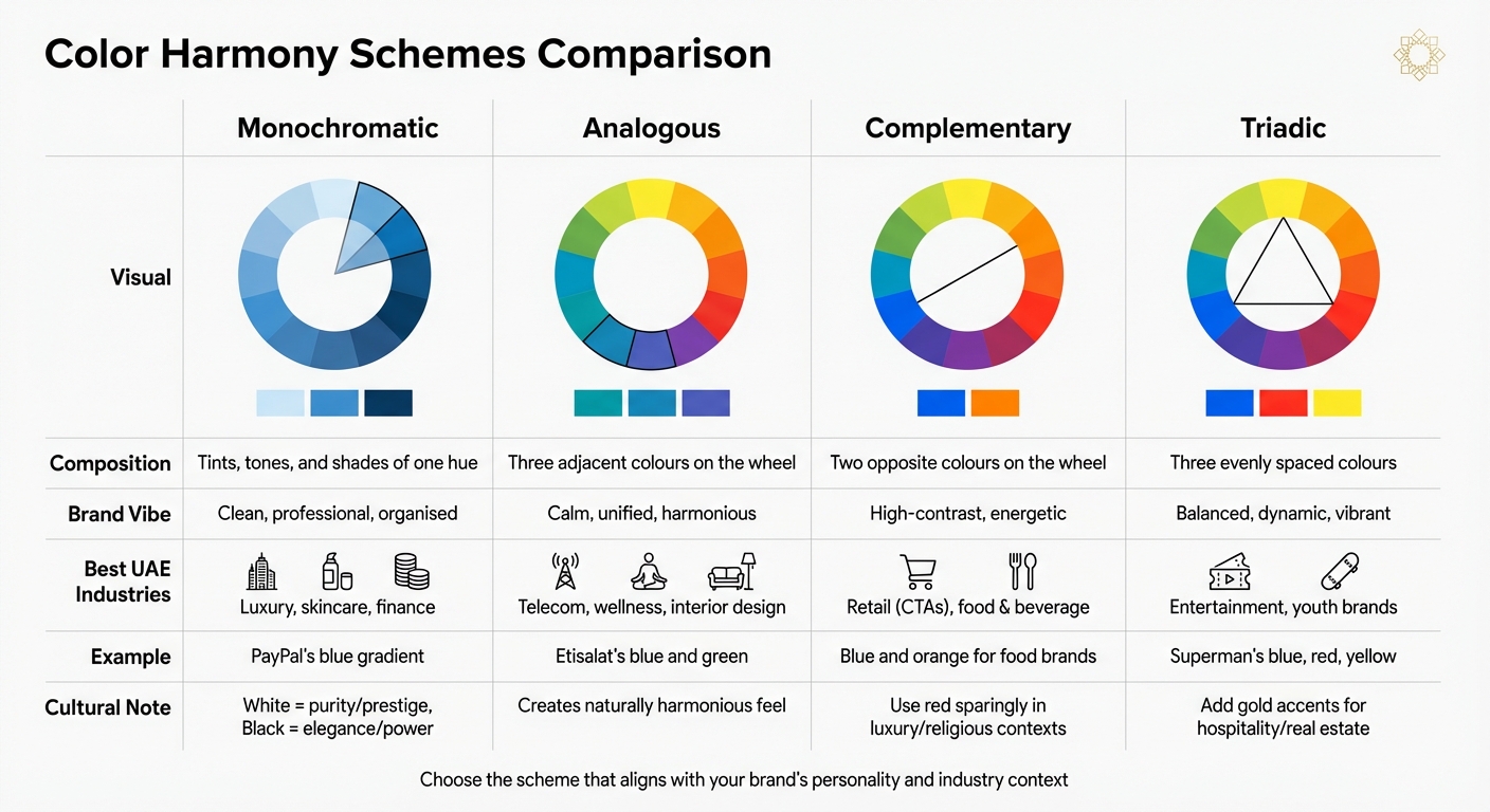 Color Harmony Schemes for Brand Identity: Comparison Guide