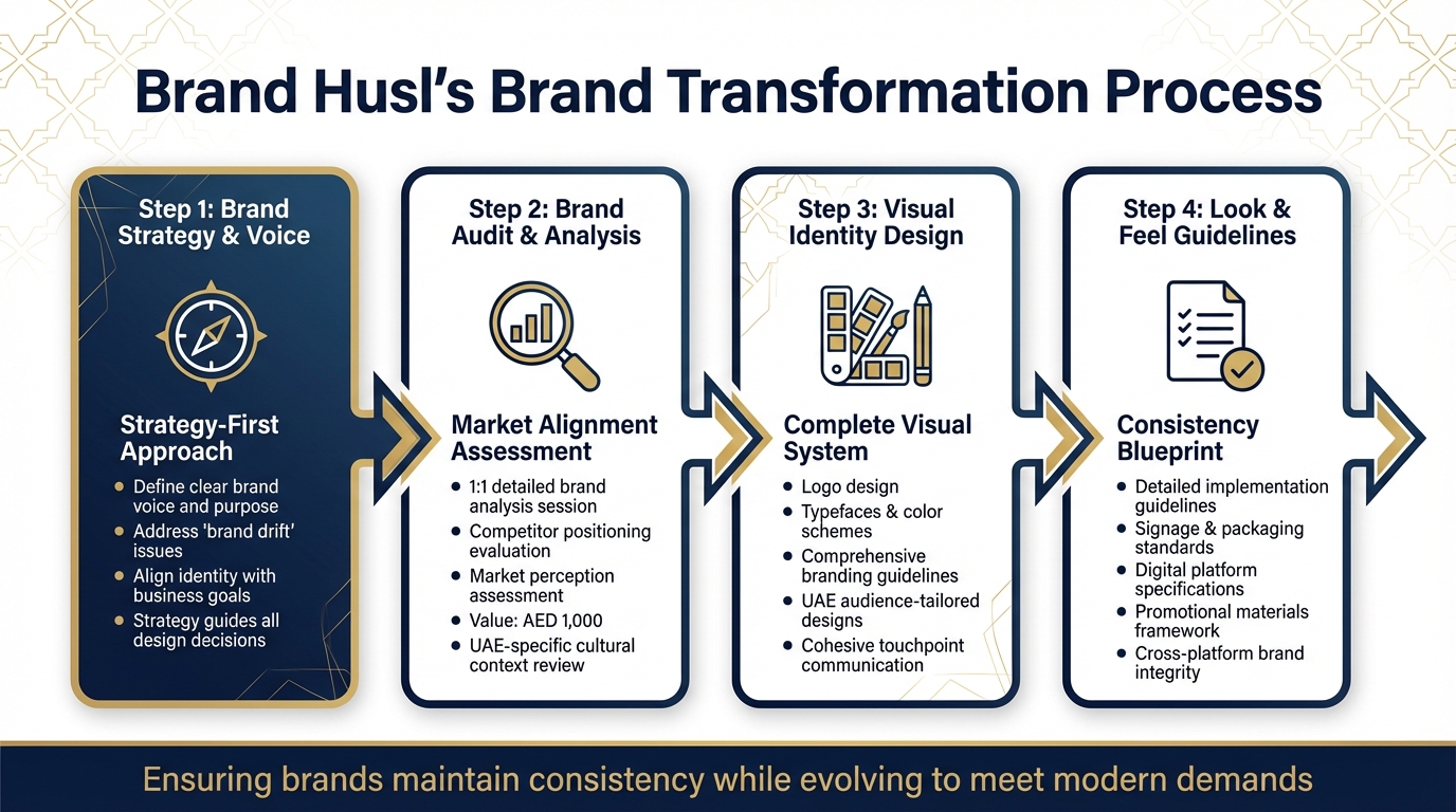 Brand Husl's 4-Step Brand Transformation Process for UAE Businesses