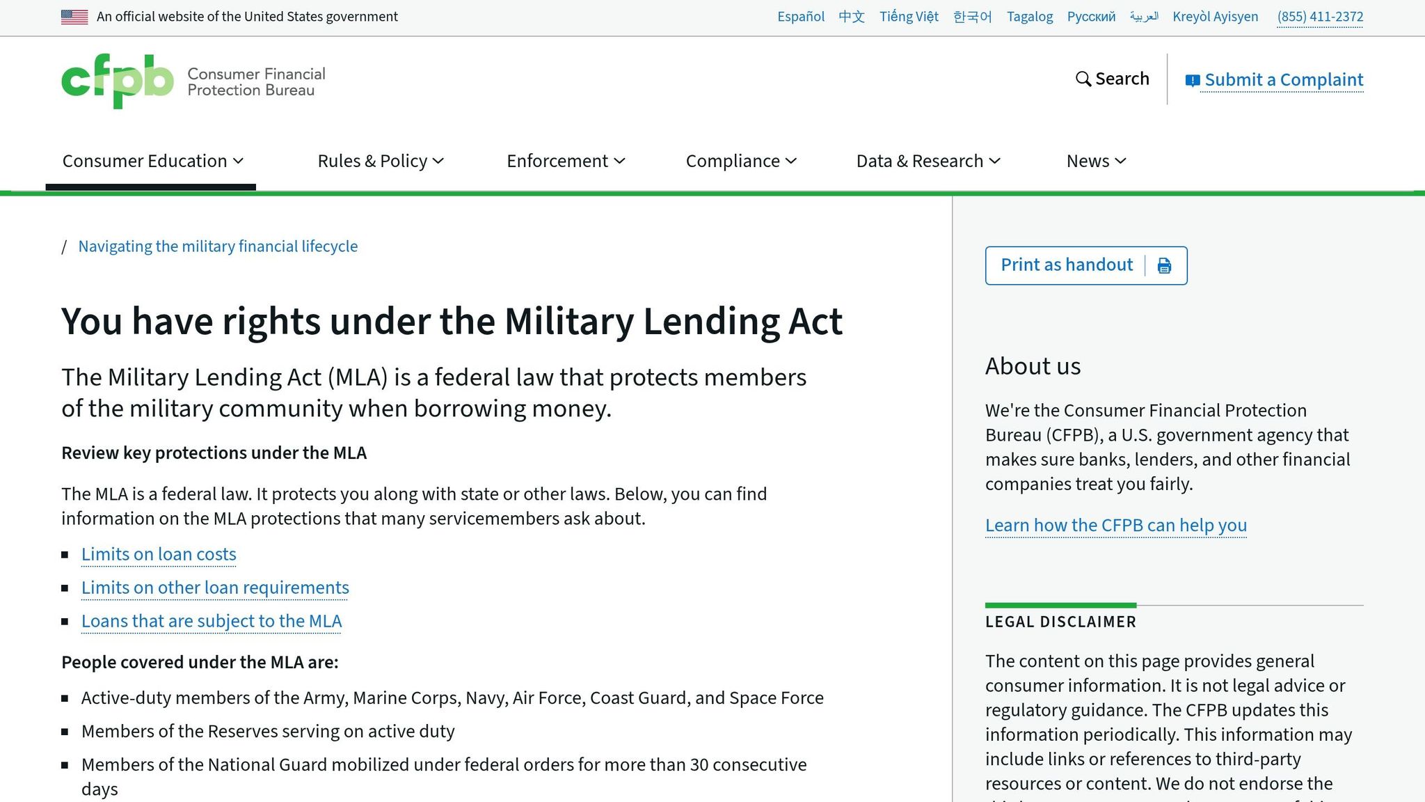 Military Lending Act