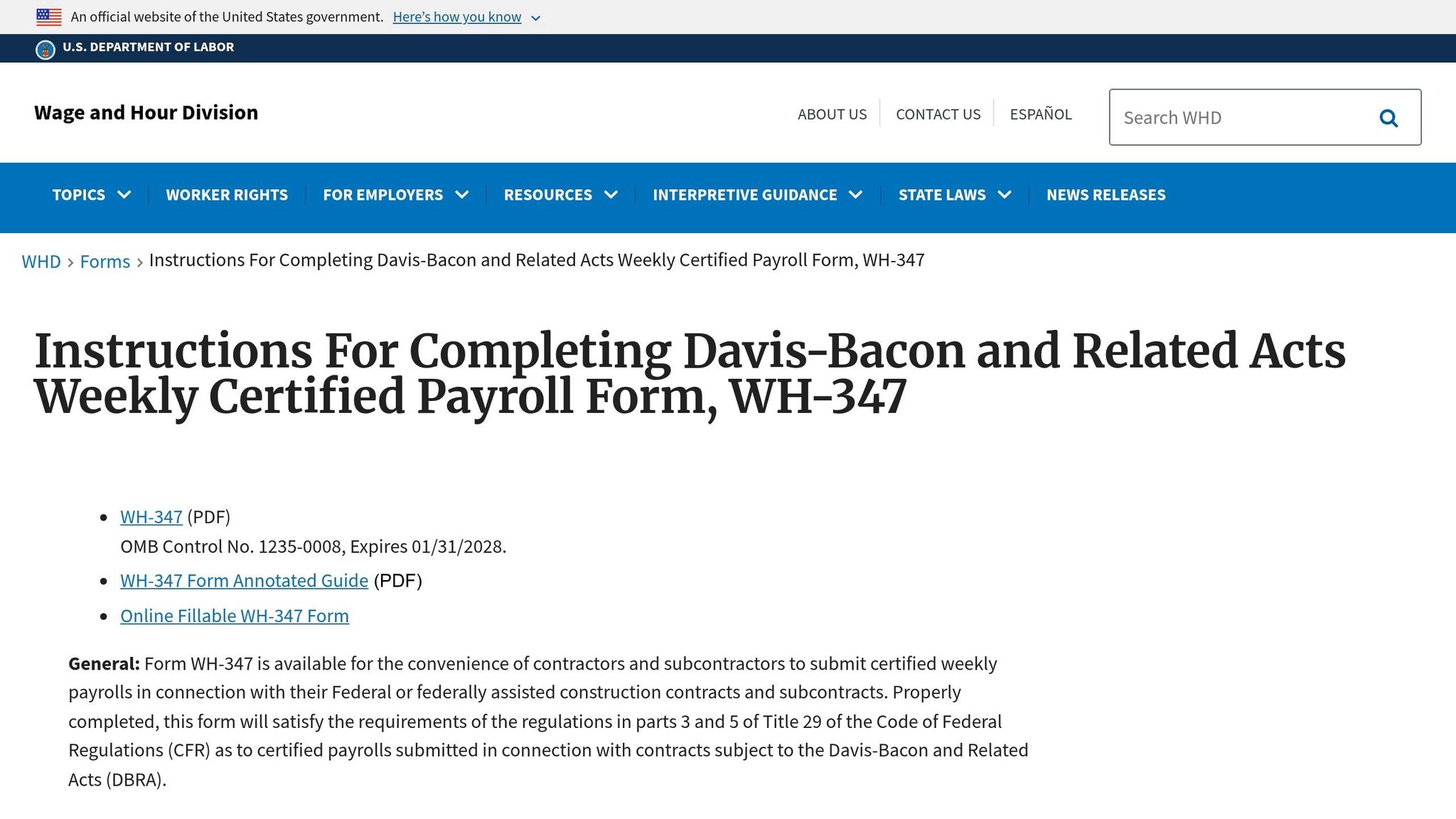 Form WH-347