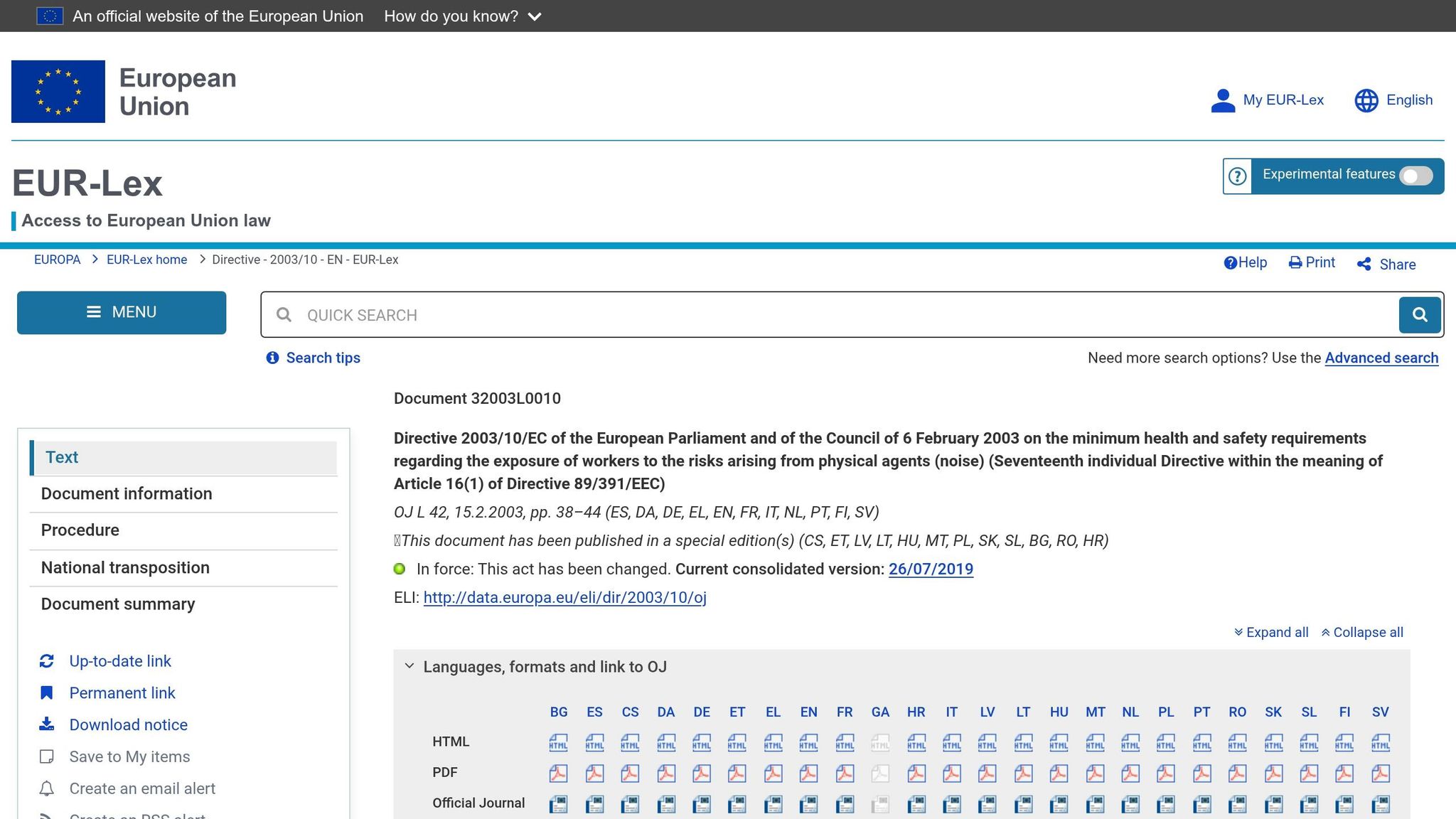 EU Directive 2003/10/EC