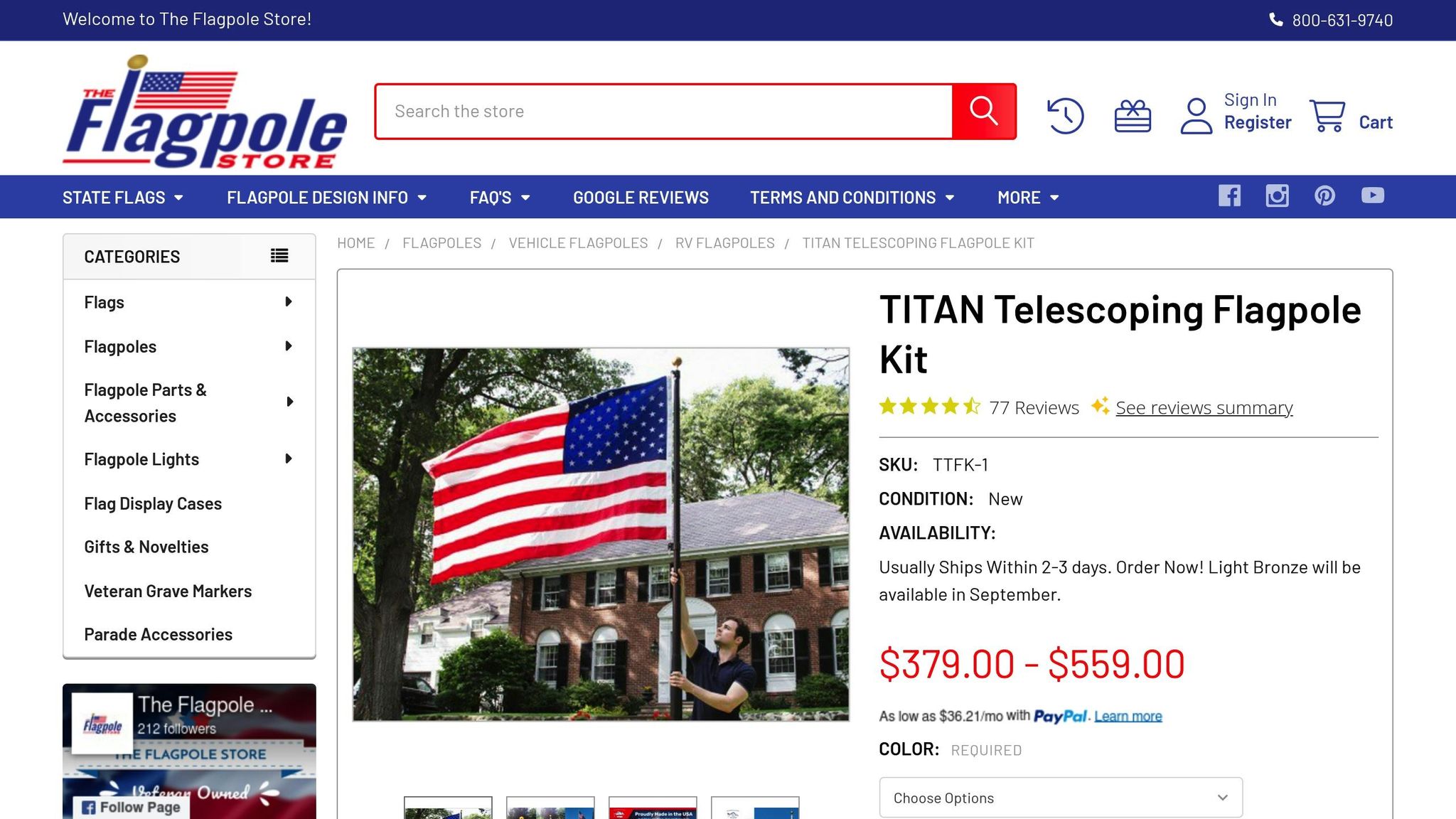 Titan Telescoping Flagpole Kits