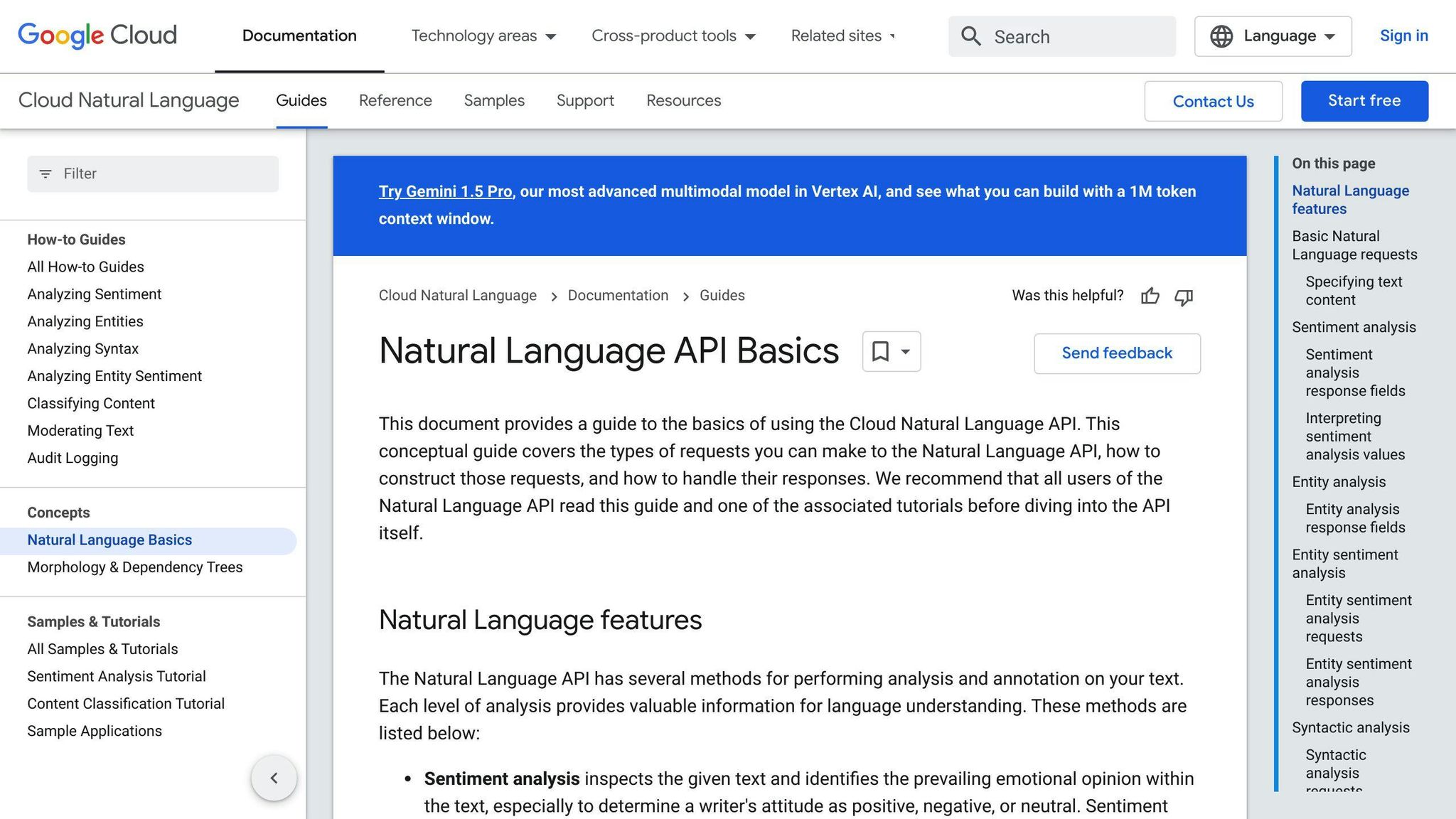 Natural Language API