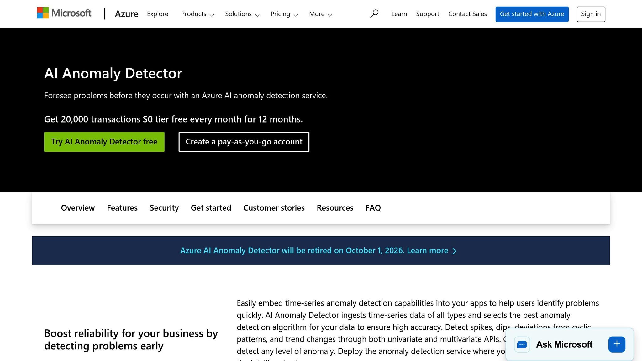 Azure Anomaly Detector