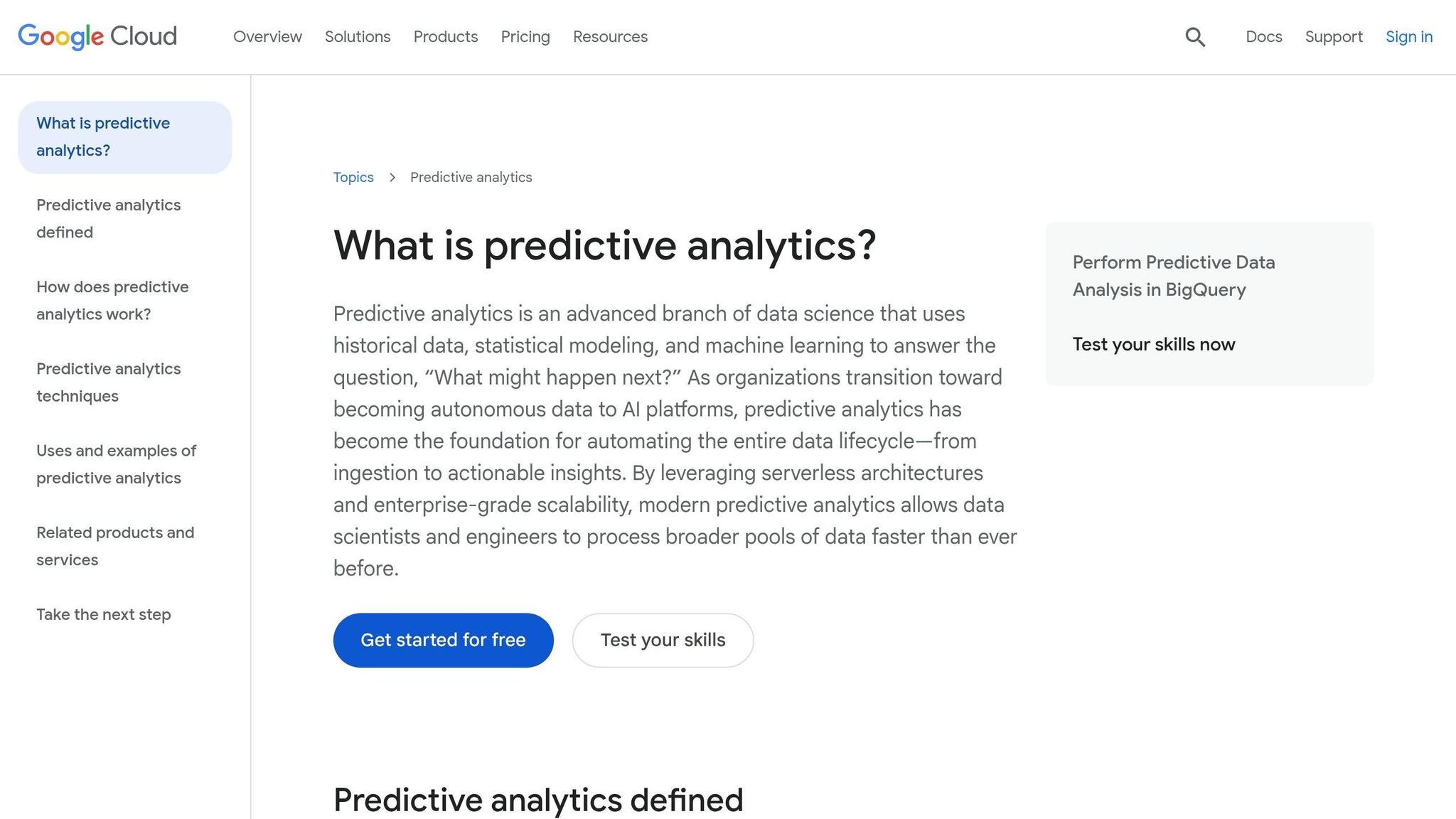Google Cloud Predictive Analytics
