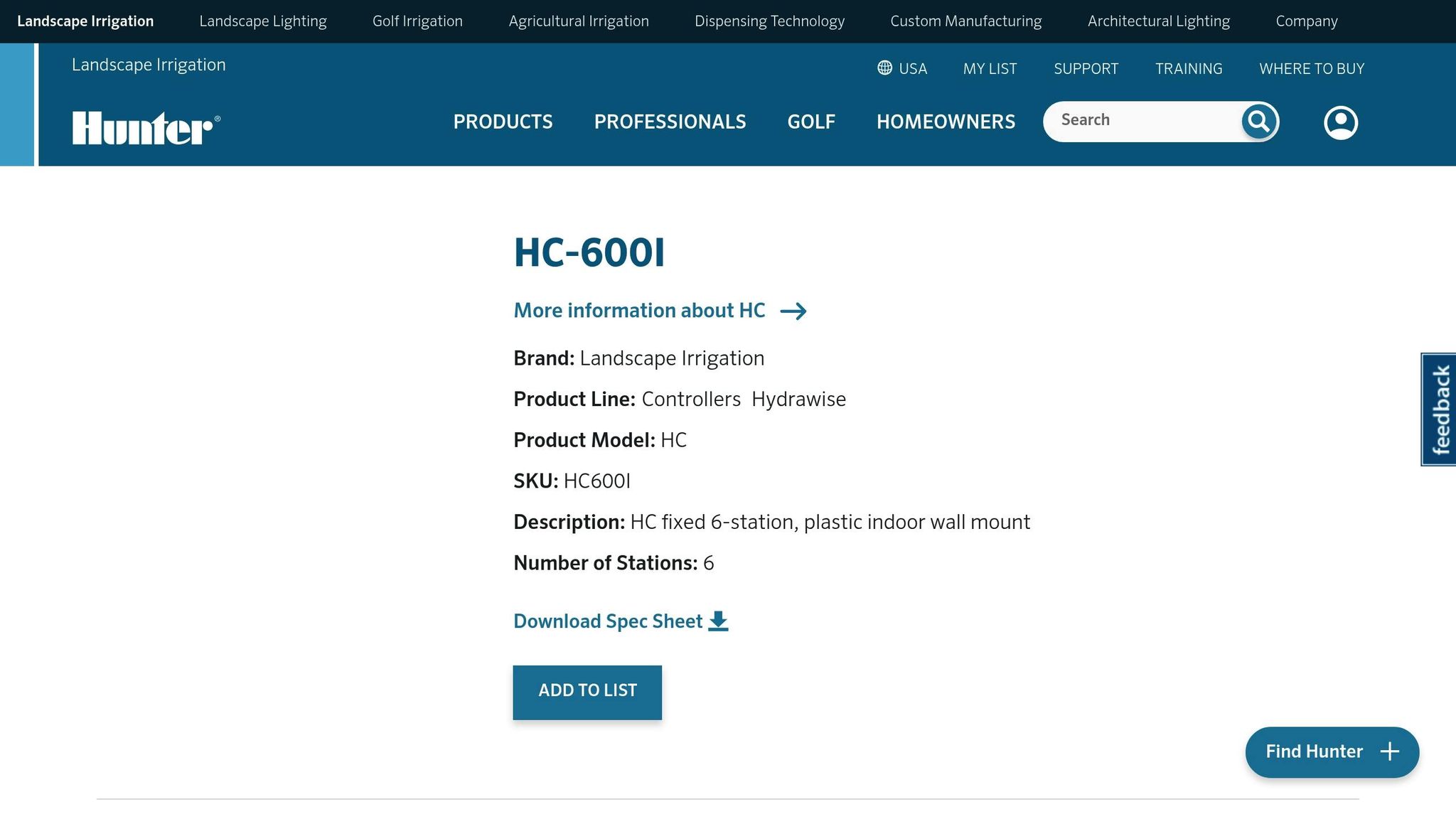 Hunter Hydrawise HC-600i