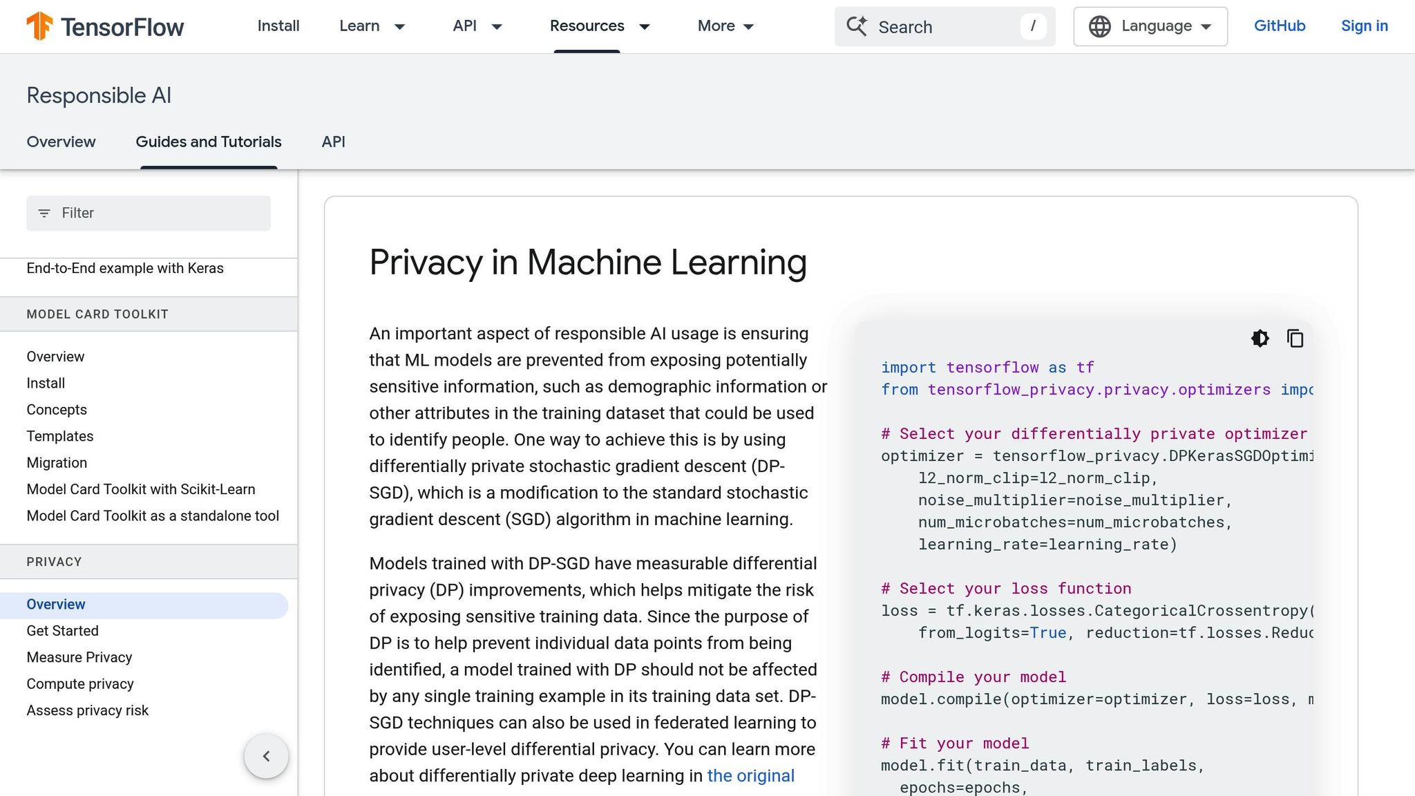 Google TensorFlow Privacy