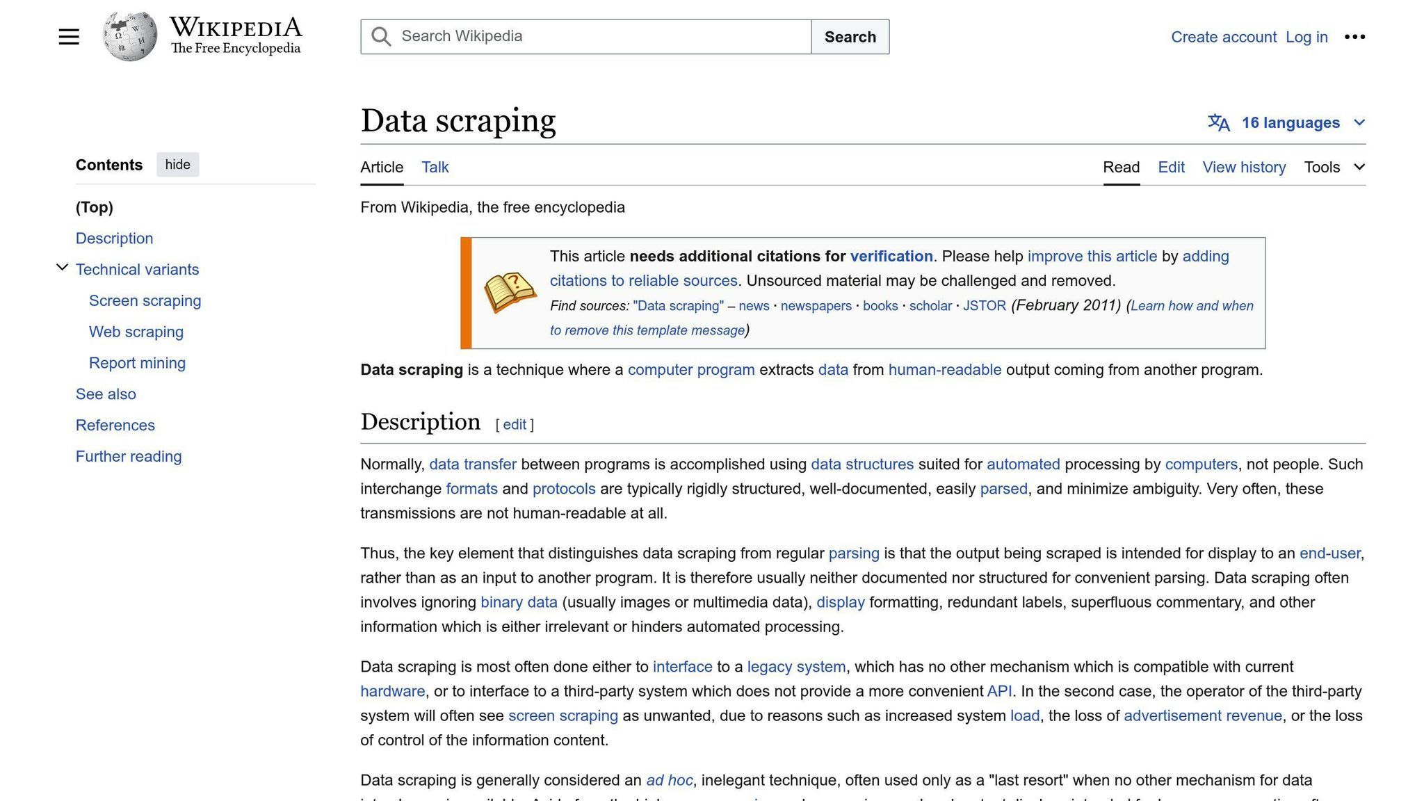 web scraping