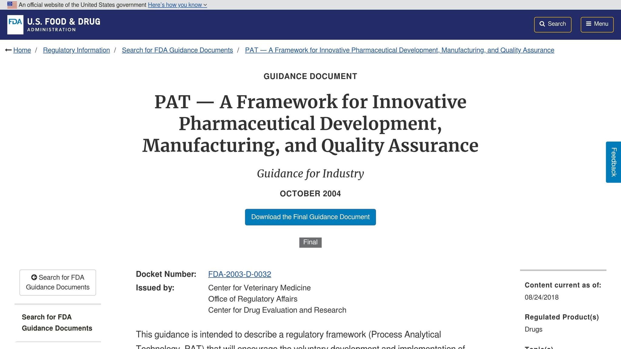 Process Analytical Technology