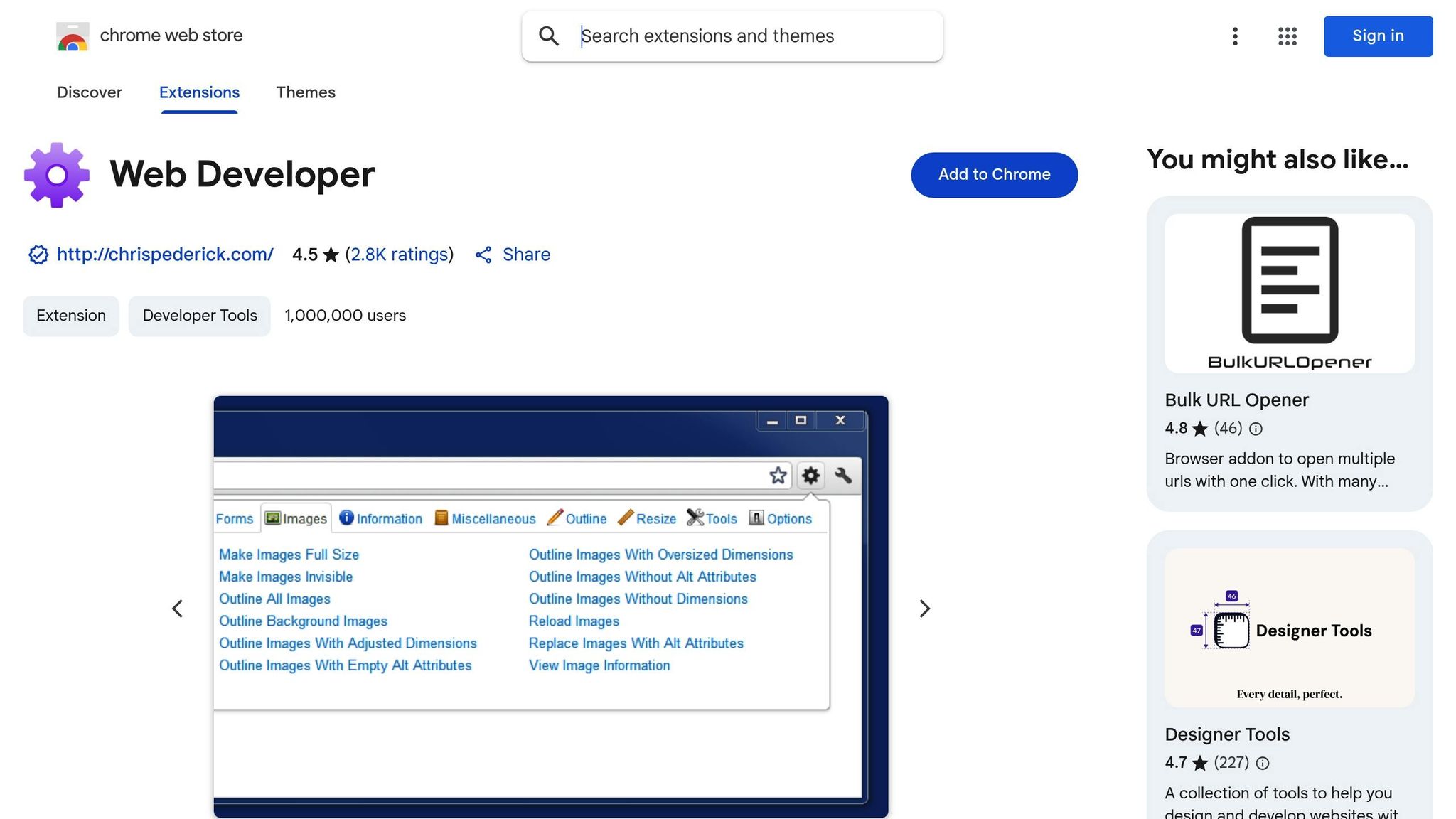 Web Developer Extension