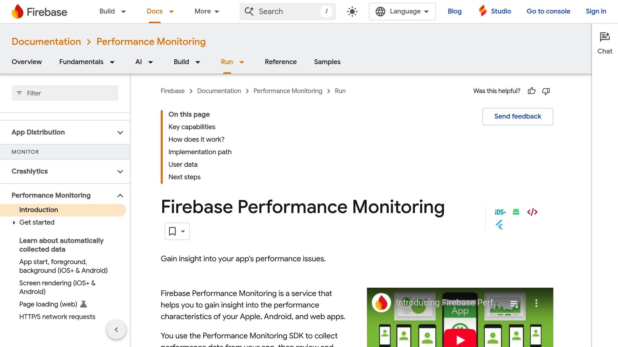 Firebase Performance Monitoring