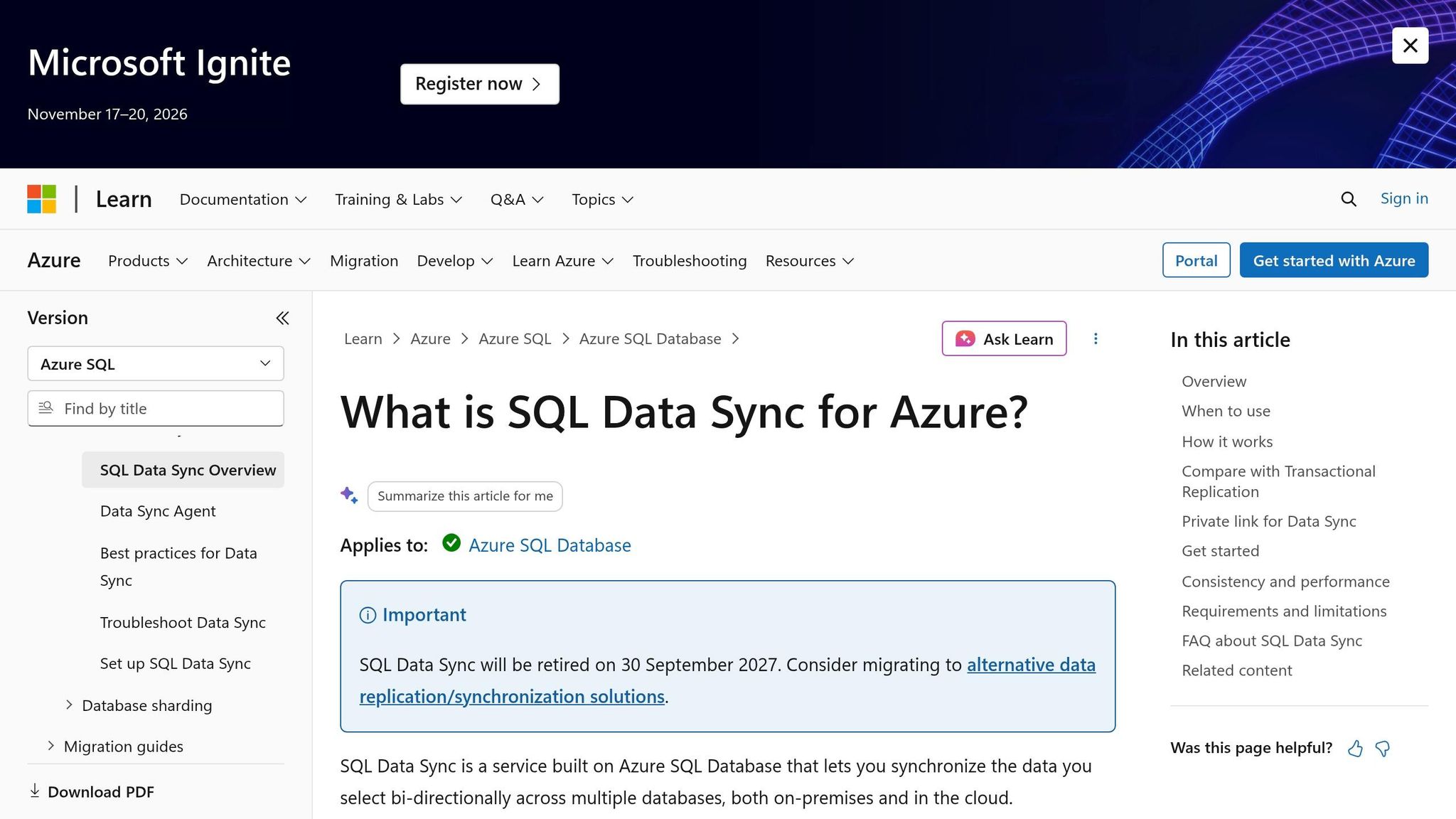 Azure SQL Data Sync