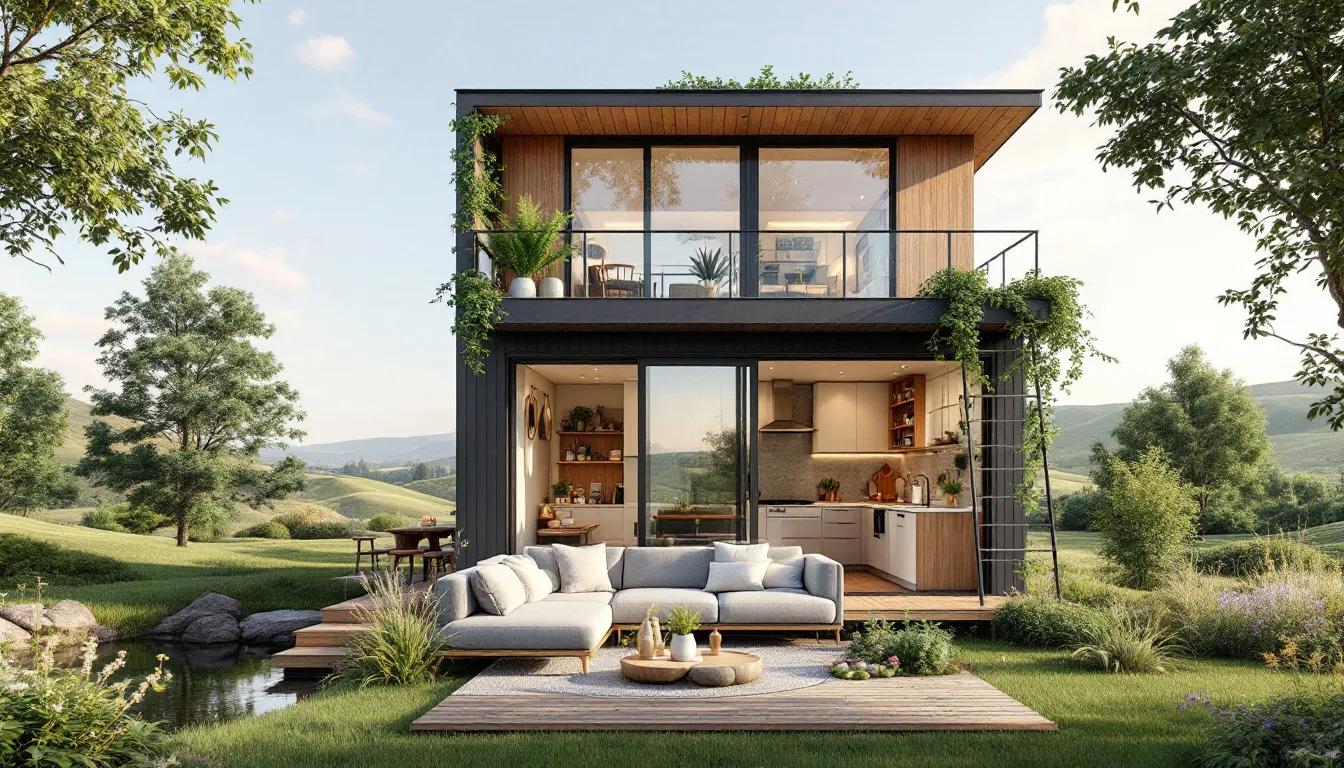 modern tiny house with loft