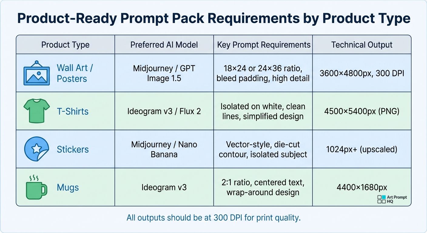 Product-Ready Prompt Pack Requirements by Product Type