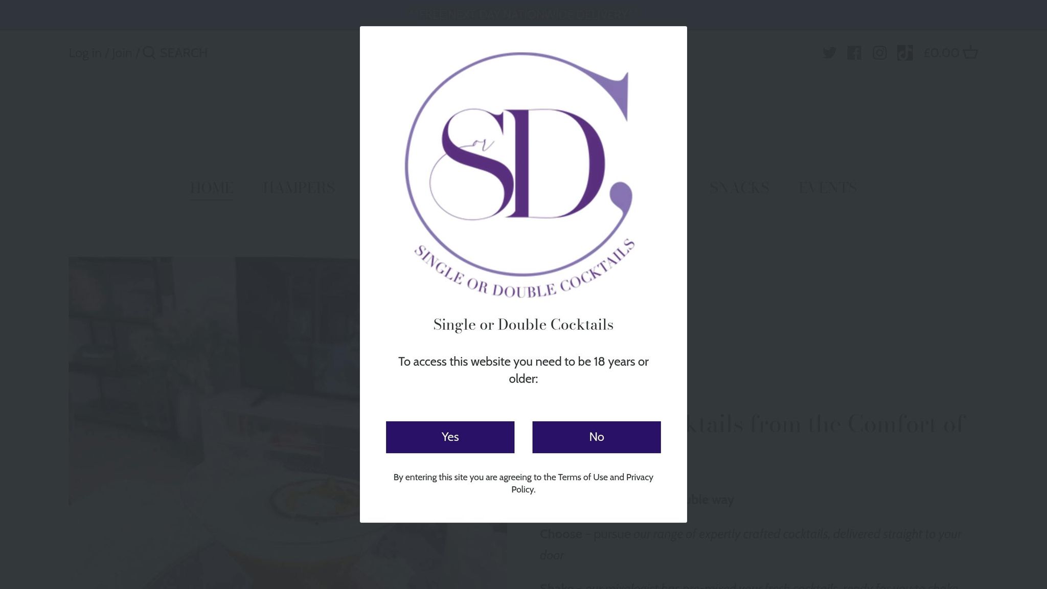 Single or Double Cocktails