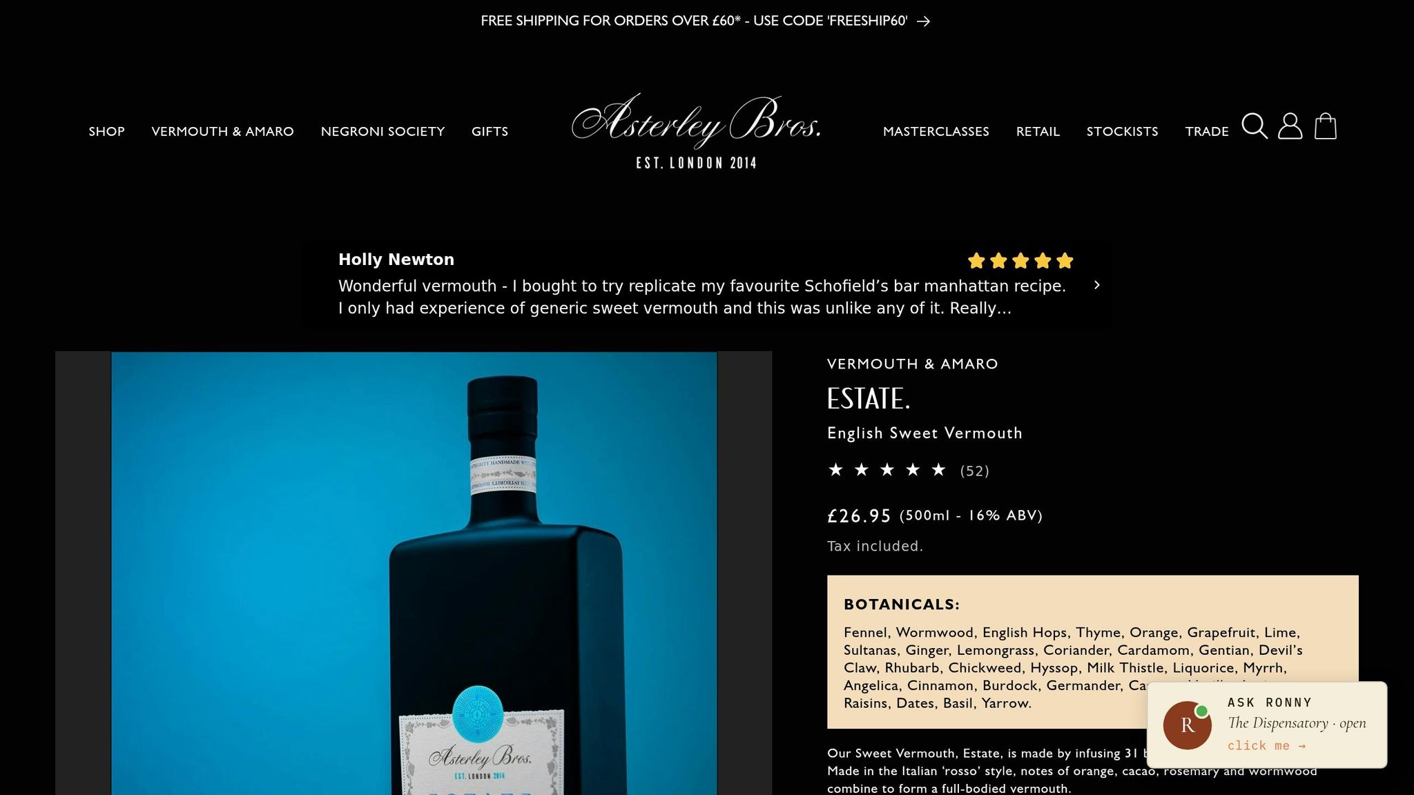 Asterley Bros Estate English Vermouth