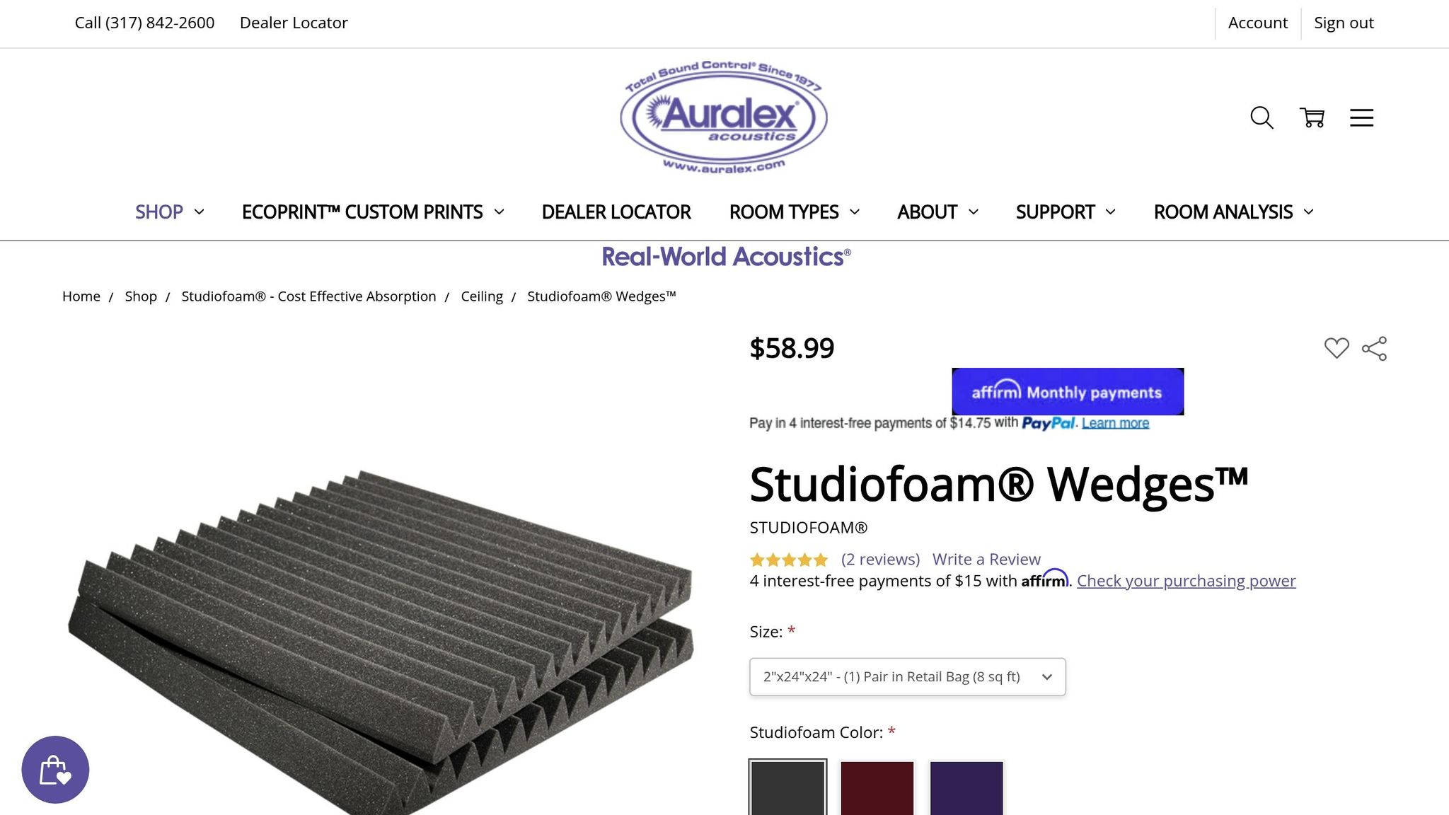 Auralex Acoustics Studiofoam Wedges