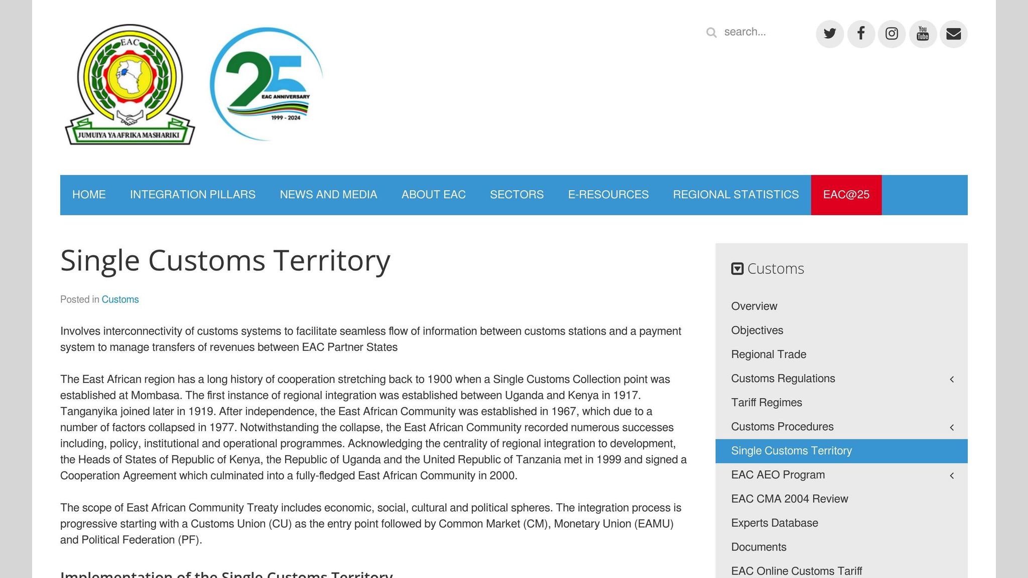 SINGLE CUSTOMS TERRITORY