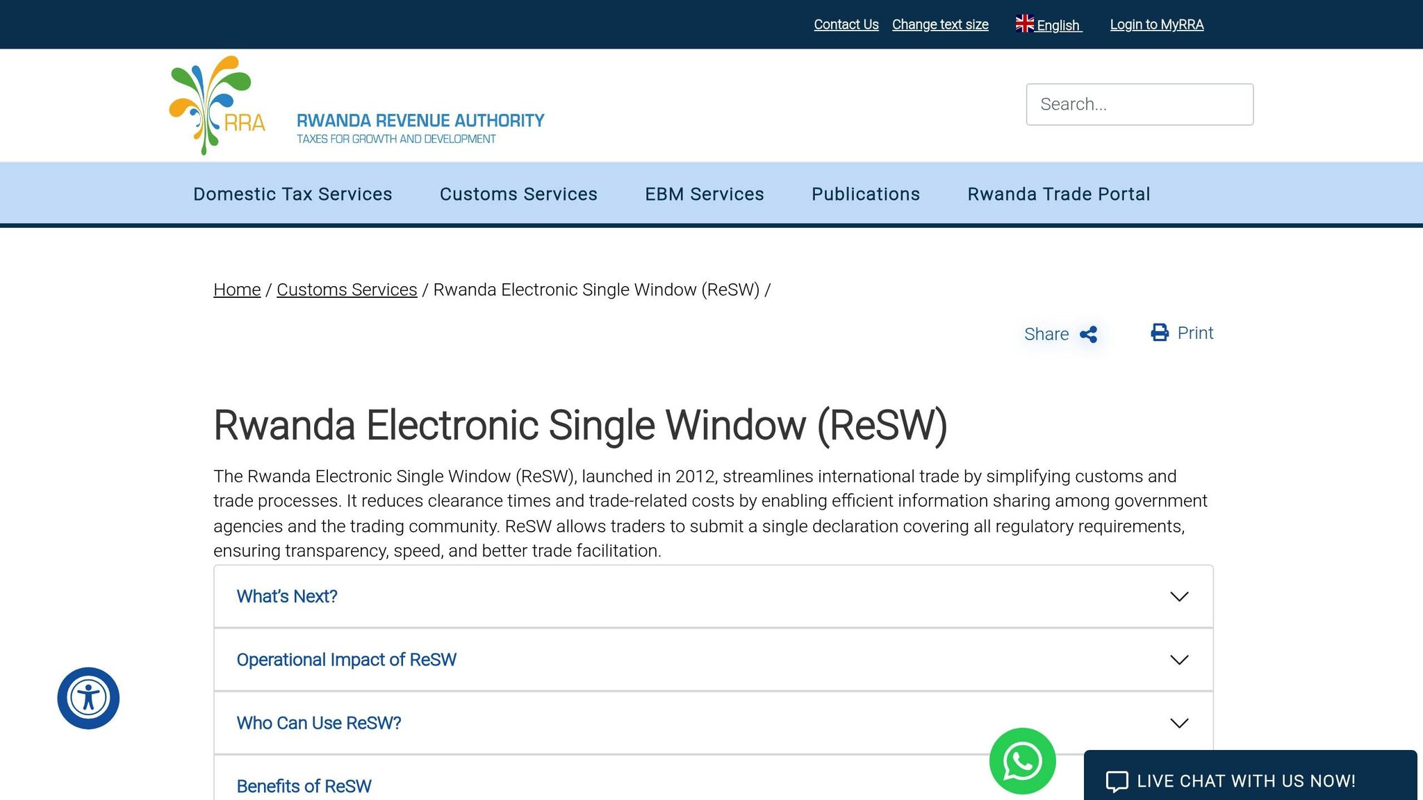 Rwanda Electronic Single Window