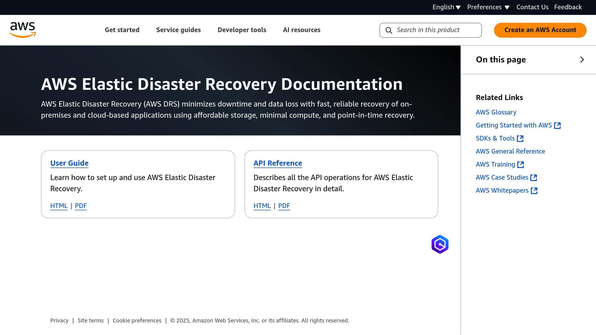 AWS Elastic Disaster Recovery