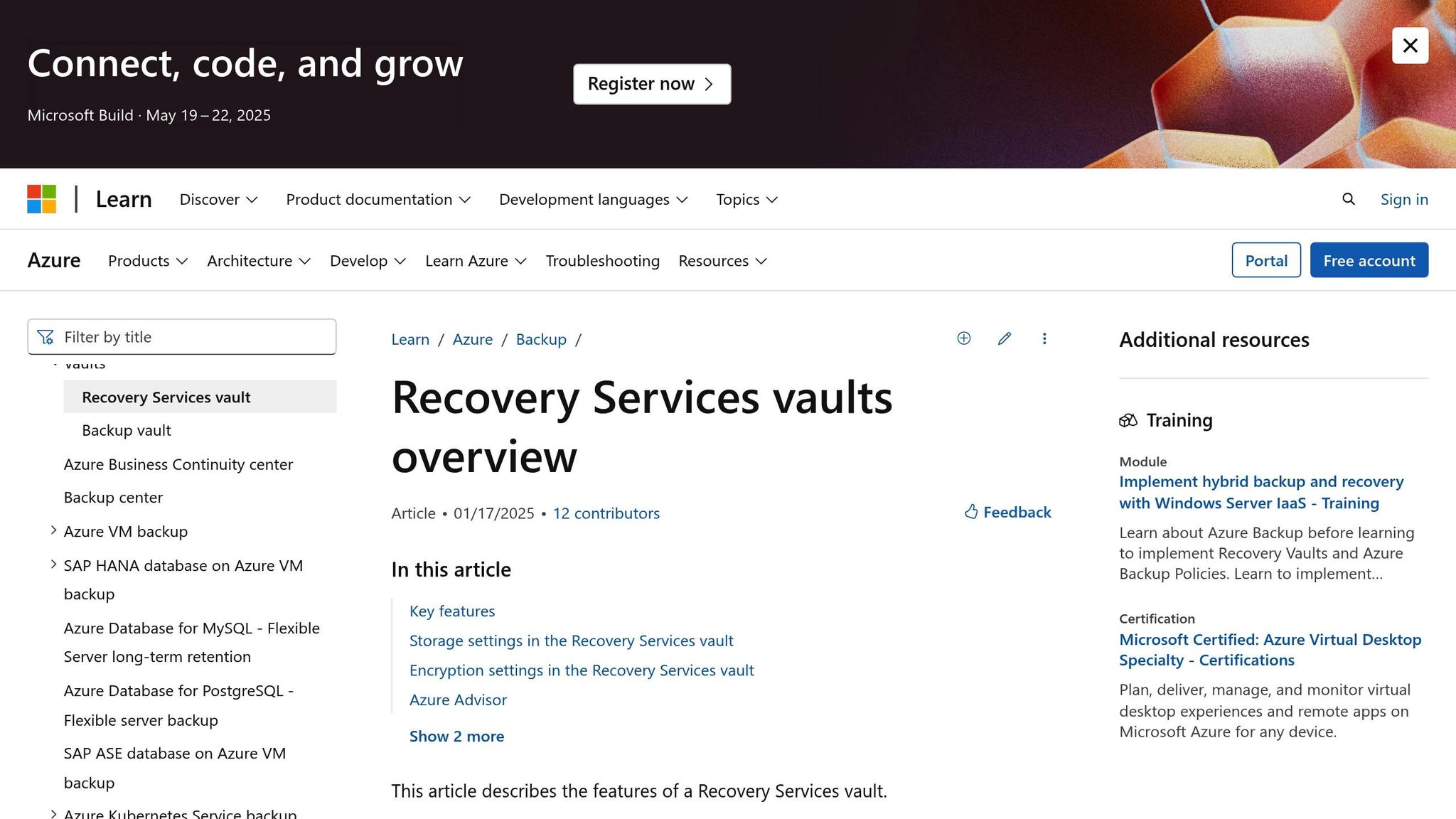 Recovery Services Vault