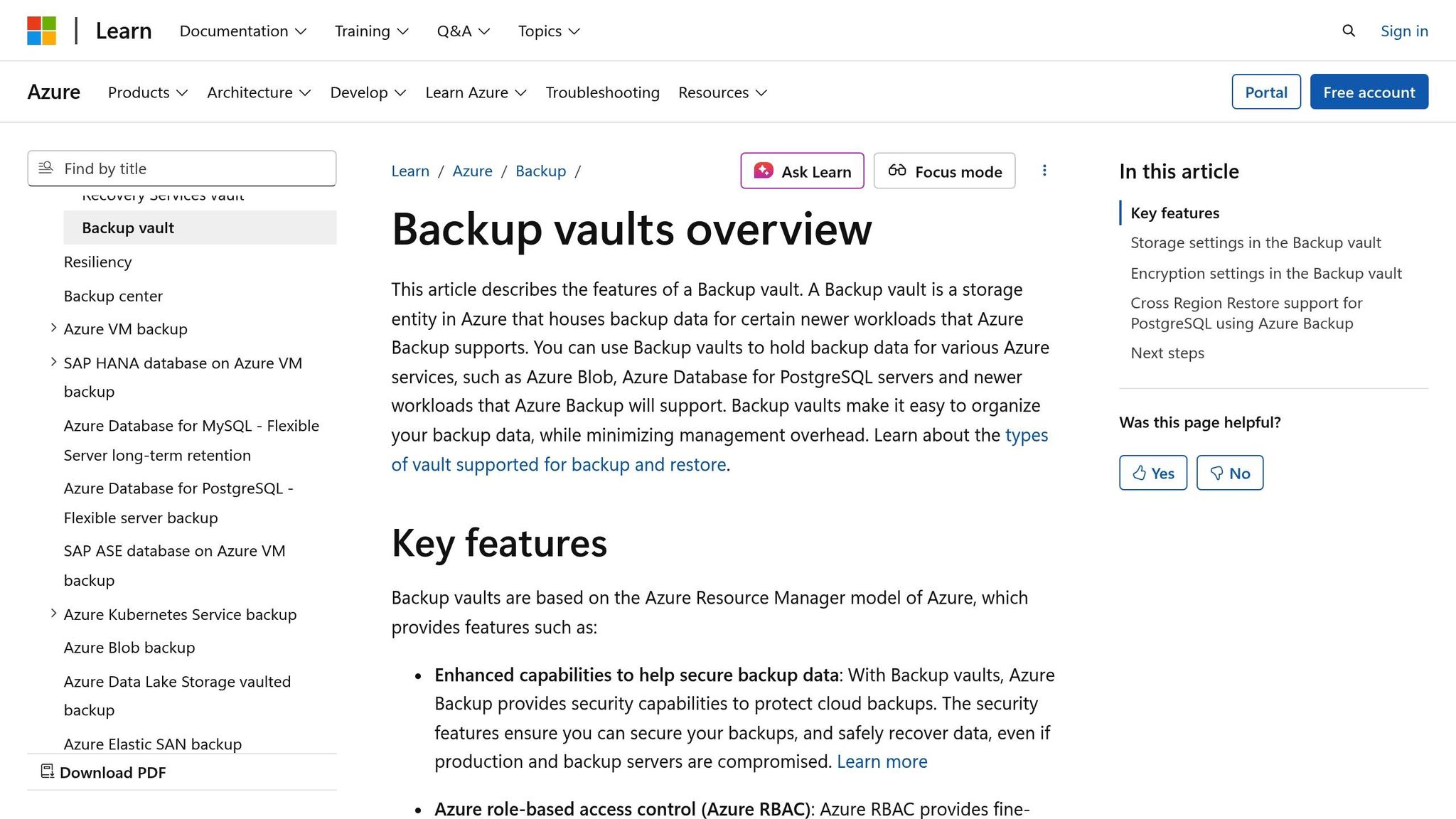 Azure Backup Vault