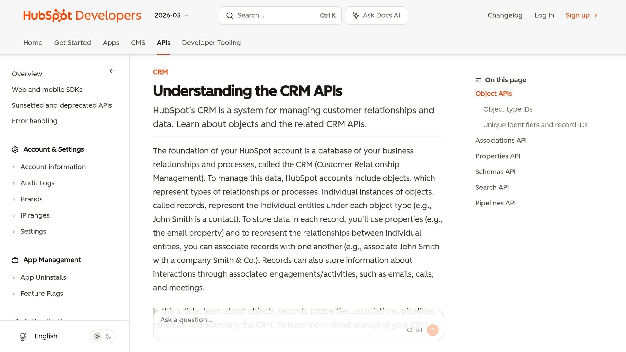 HubSpot CRM APIs
