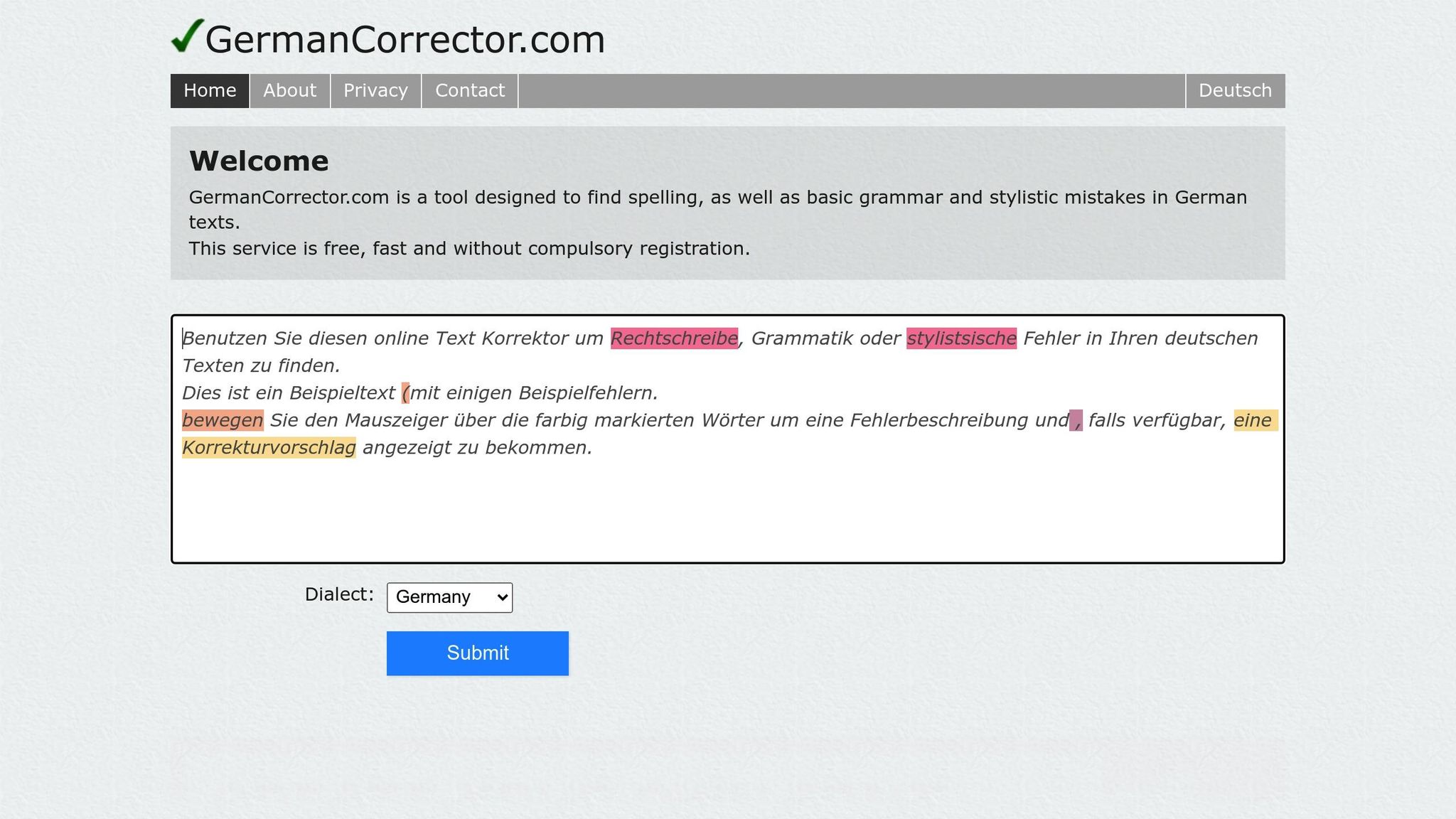 GermanCorrector.com for German Writing