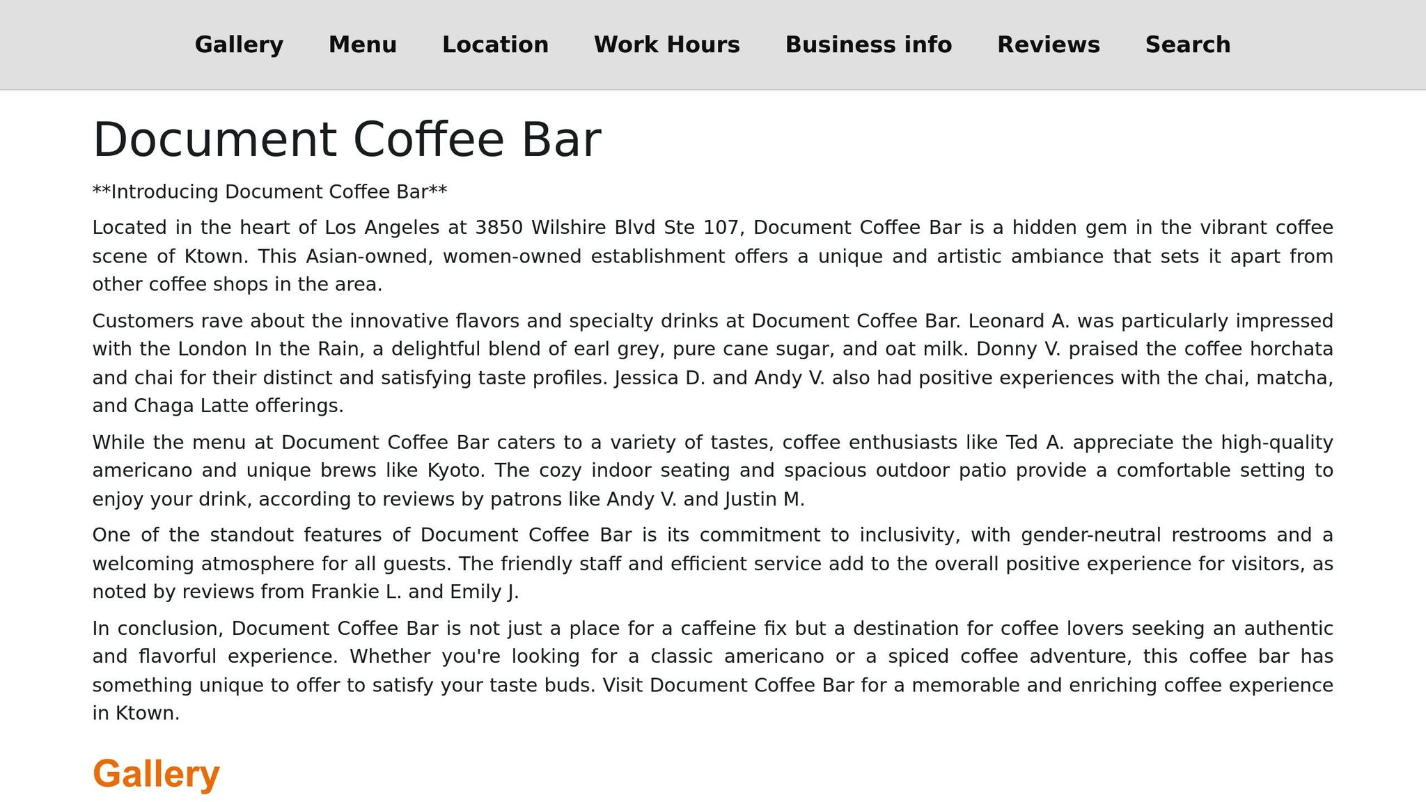Document Coffee Bar