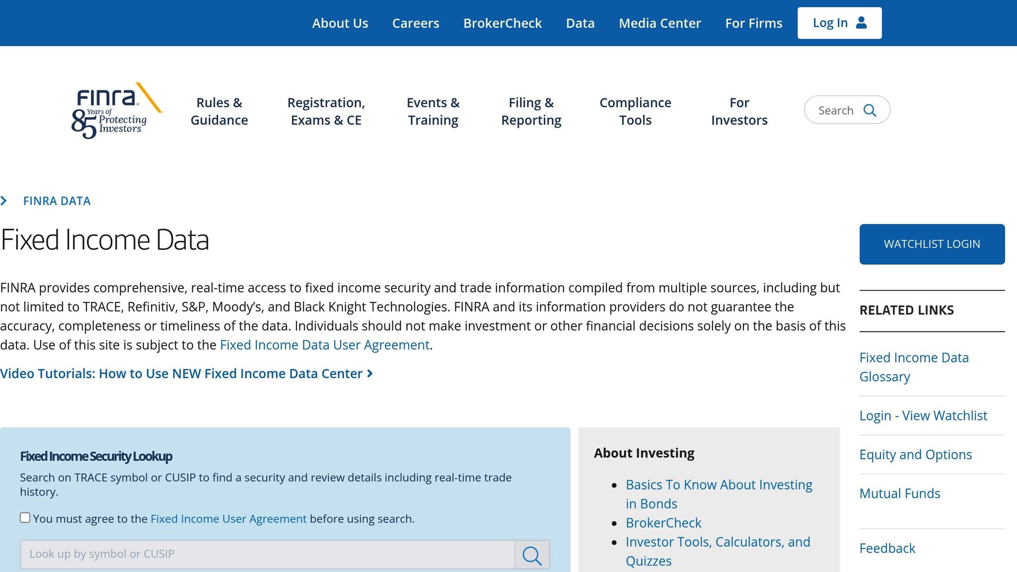 FINRA Fixed Income Data Center