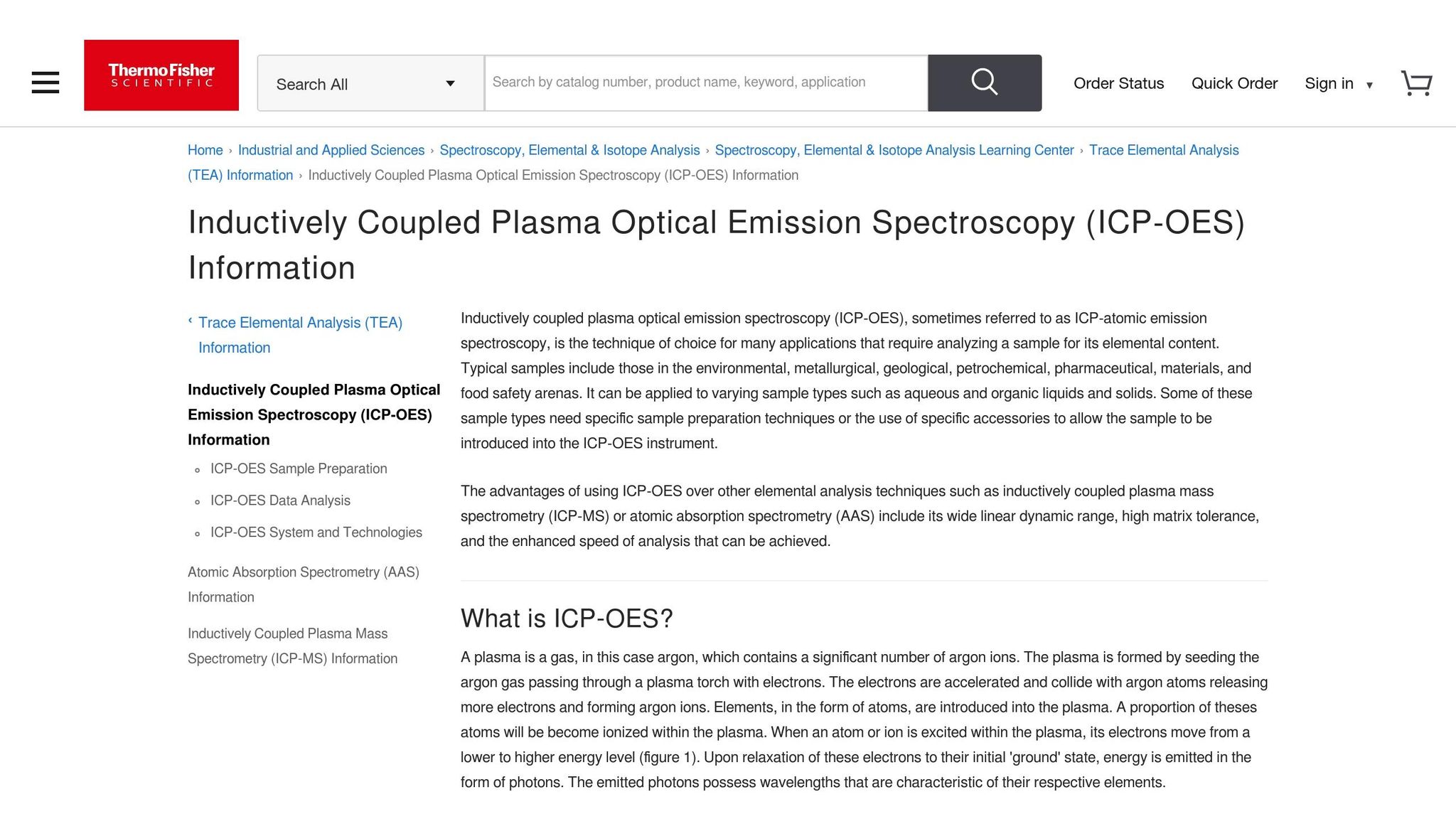 Inductively Coupled Plasma Optical Emission Spectroscopy