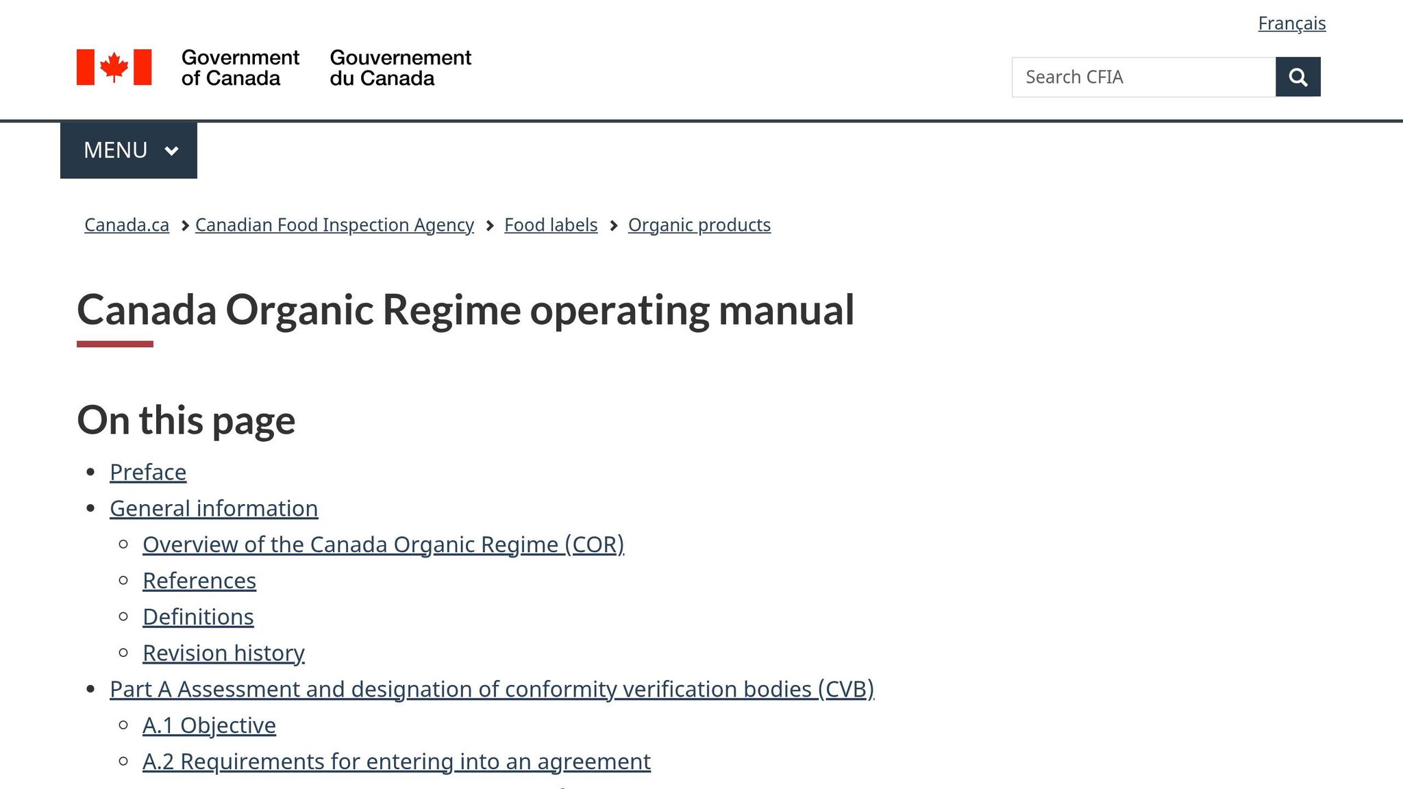 Canada Organic Regime