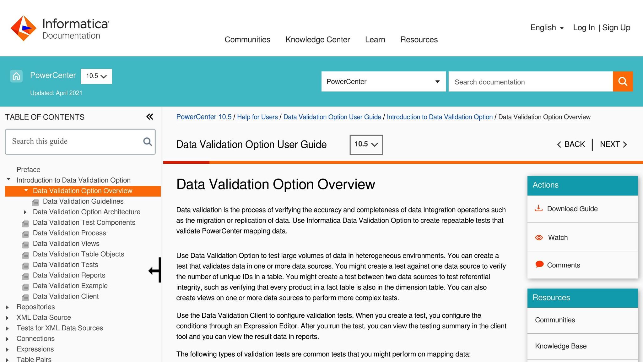 Informatica Data Validation