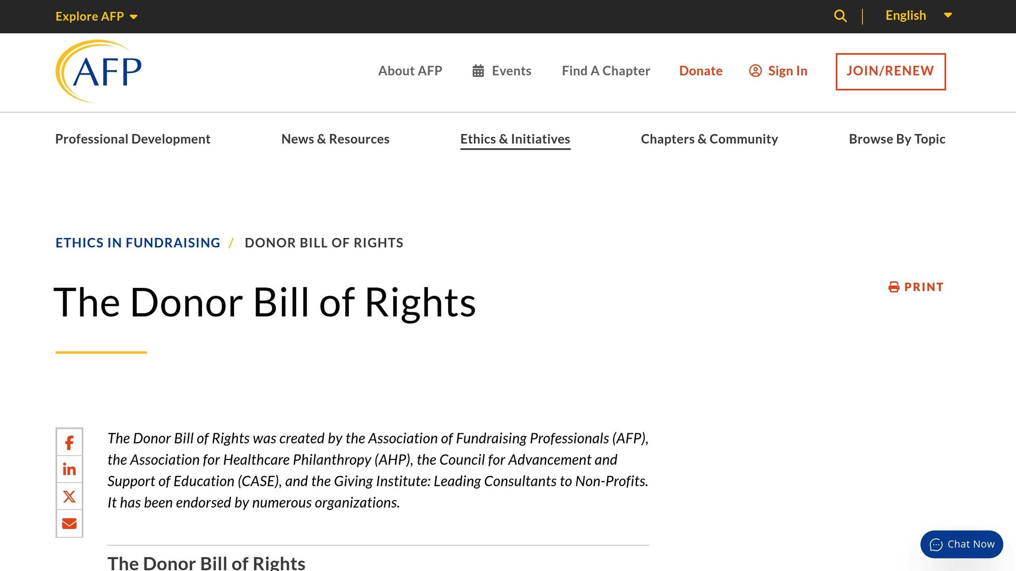 Donor Bill of Rights