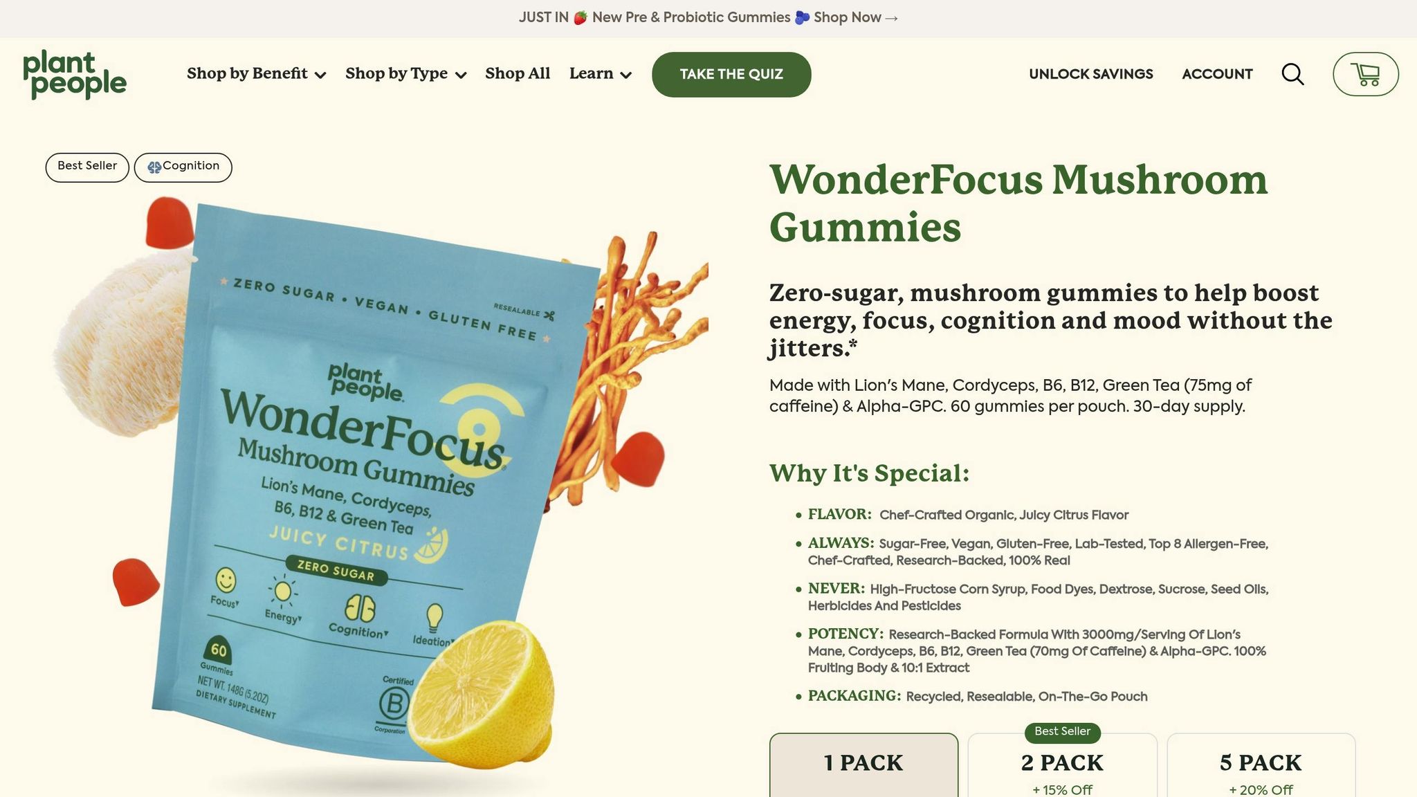 WonderFocus Mushroom Gummies