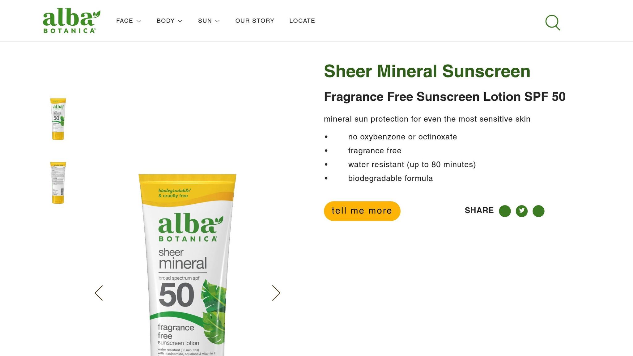 Alba Botanica Sheer Mineral Sunscreen SPF 30