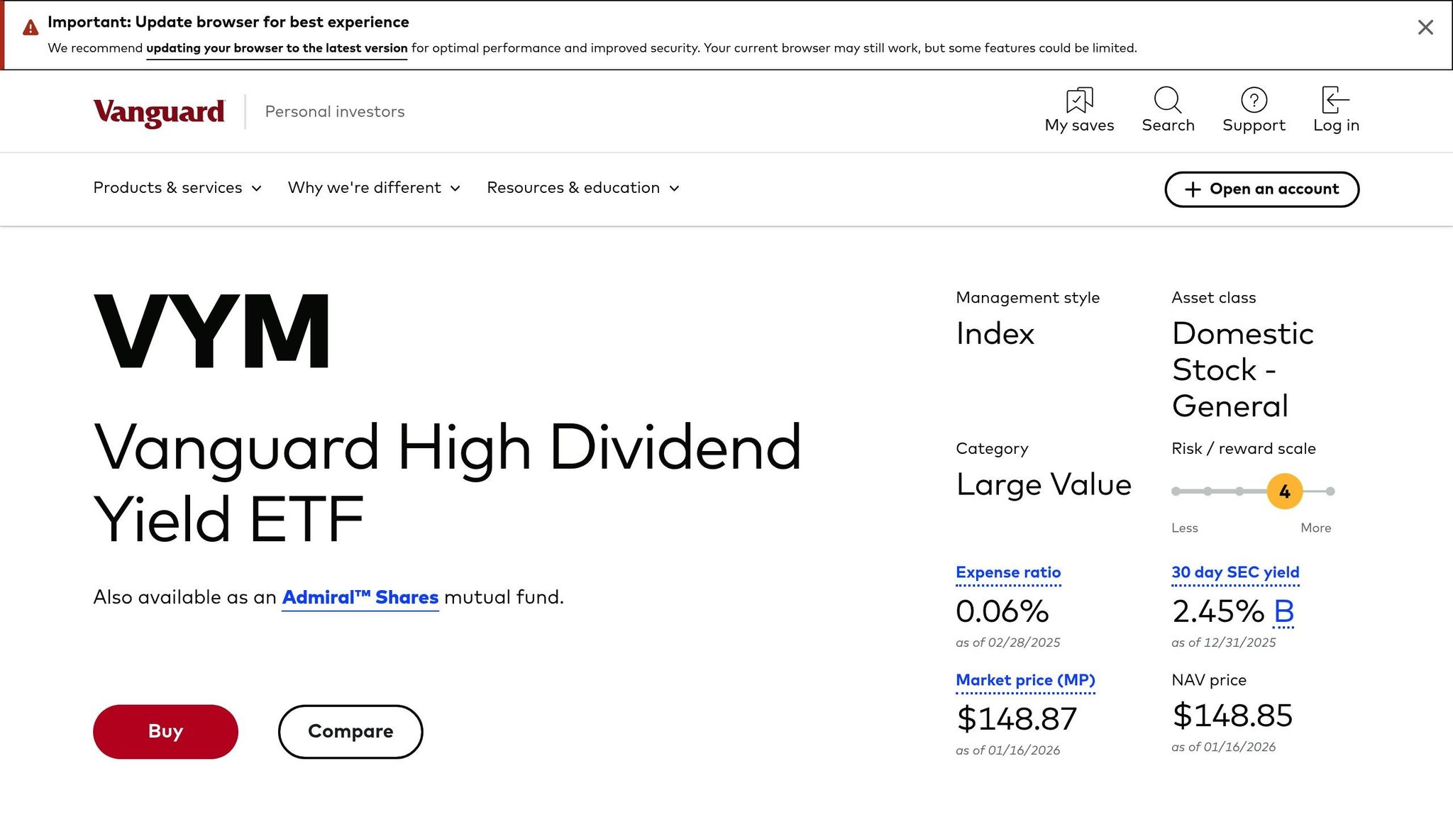 Vanguard High Dividend Yield ETF