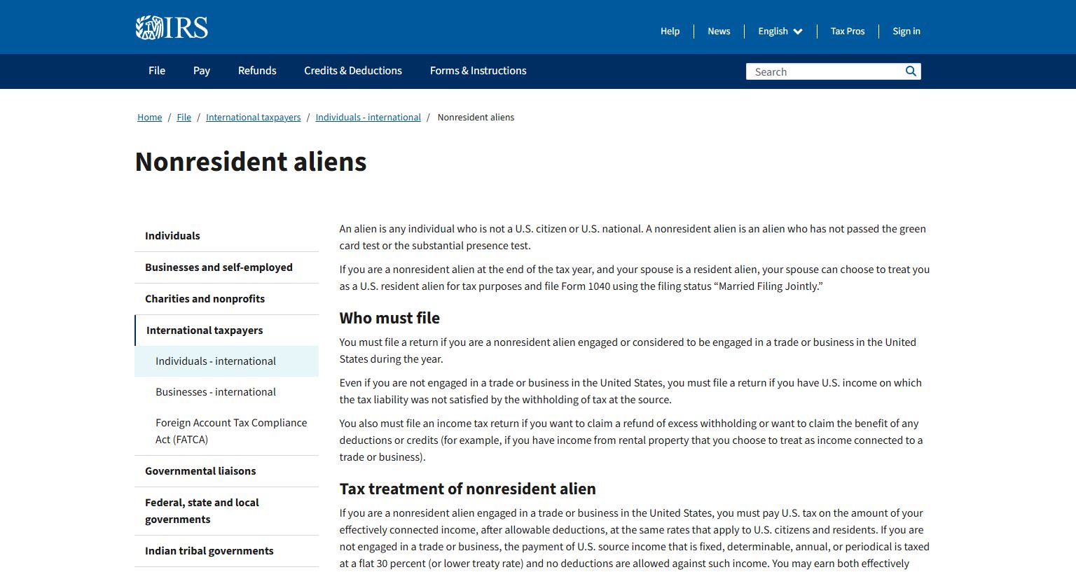 IRS nonresident aliens document registration