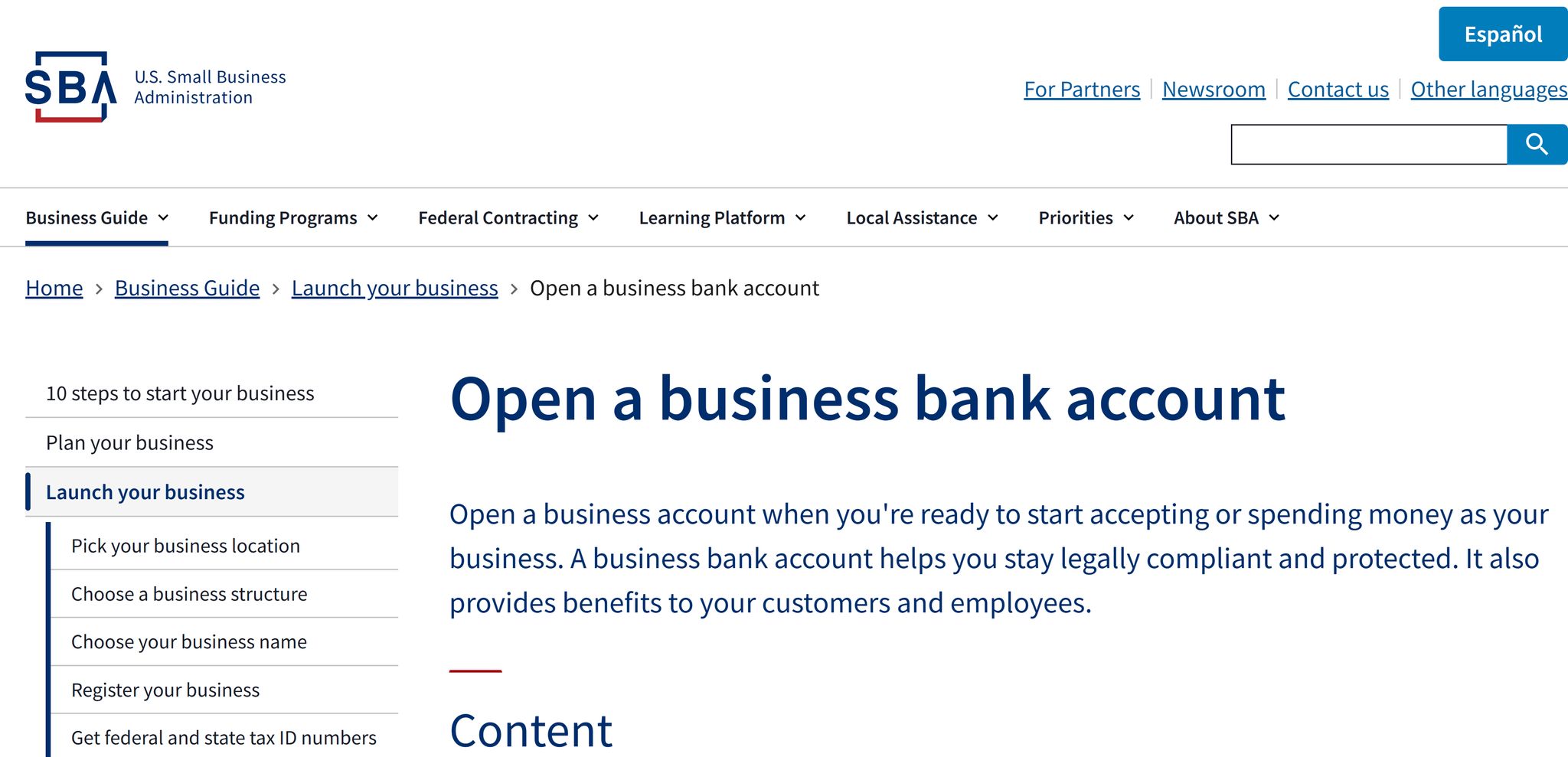 Small business administration, how to open a business bank account