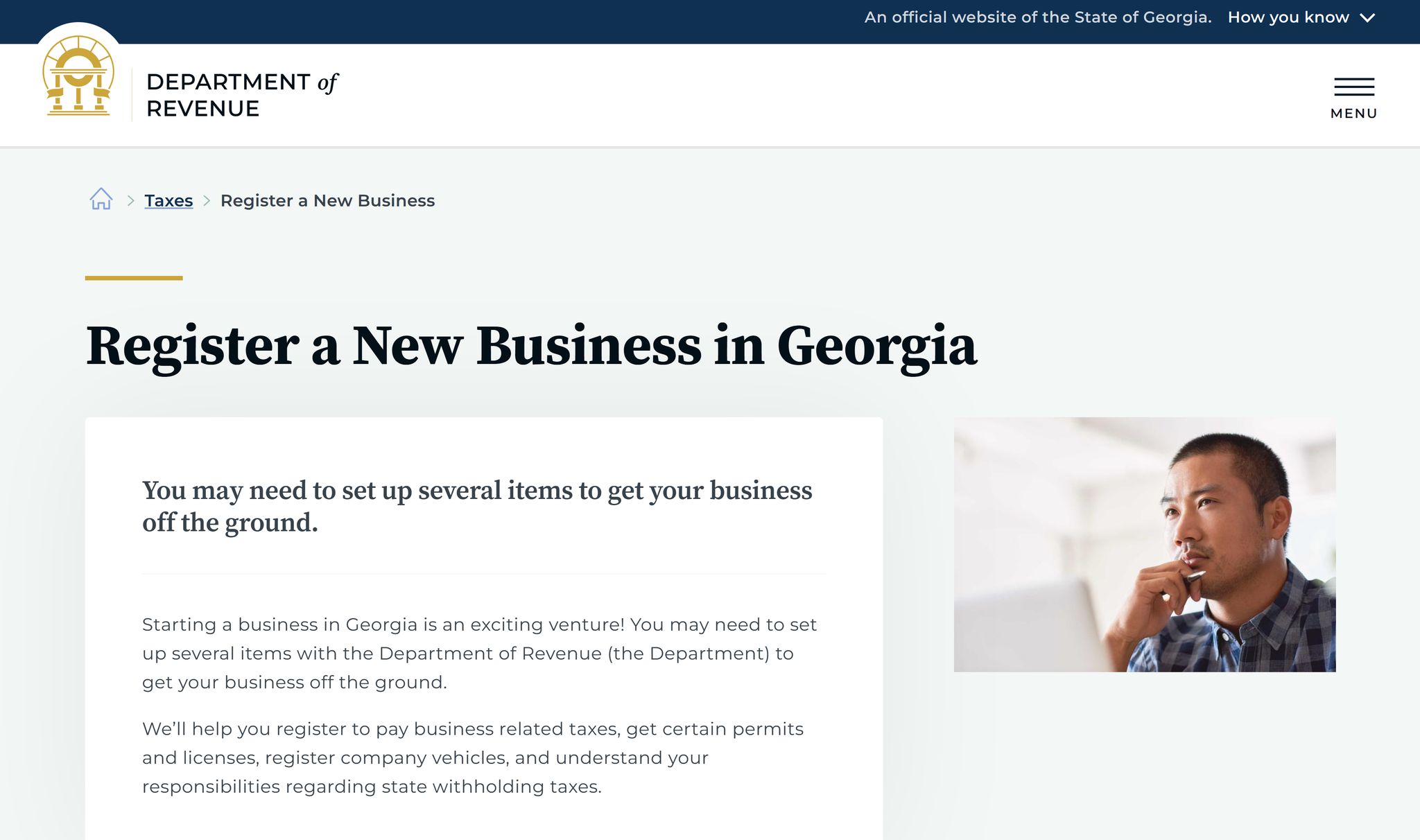 Department of revenue, business registration in Georgia