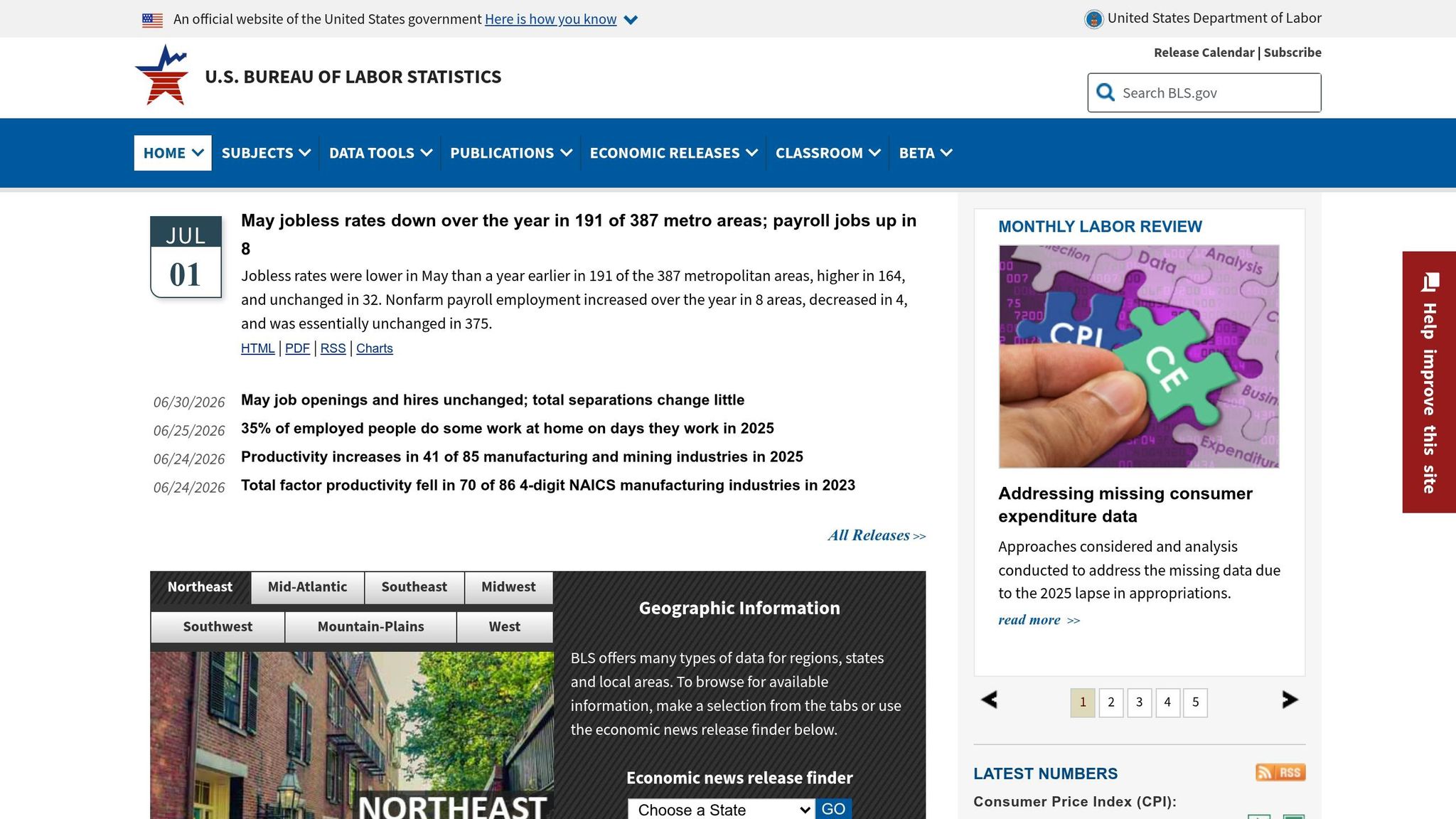US bureau of labor statistics