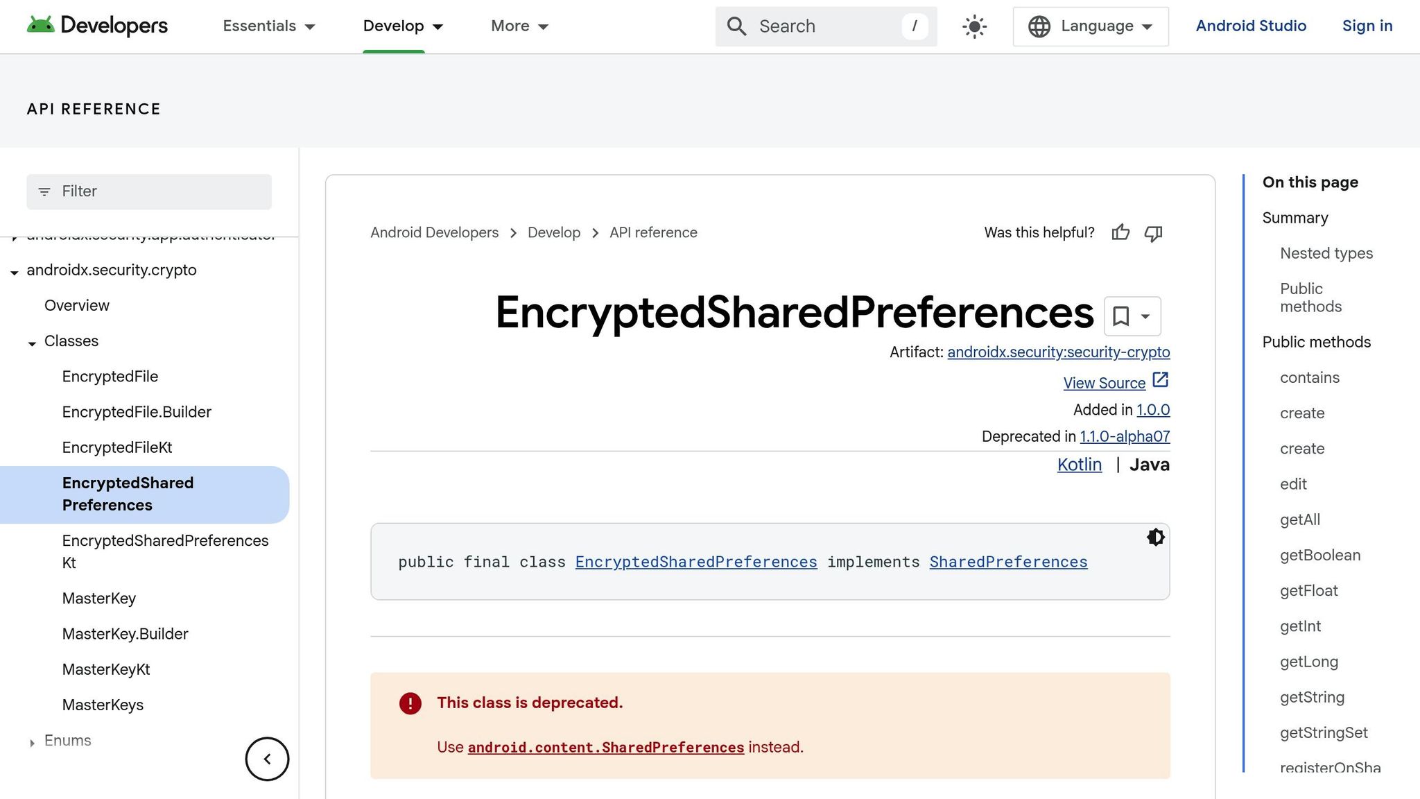 EncryptedSharedPreferences