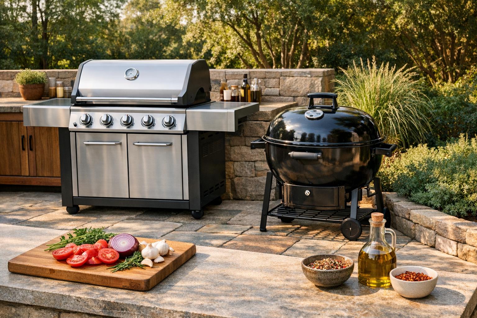 Thumbnail for: Barbecue Gaz ou Charbon: Compatibilité avec Cuisines Extérieures