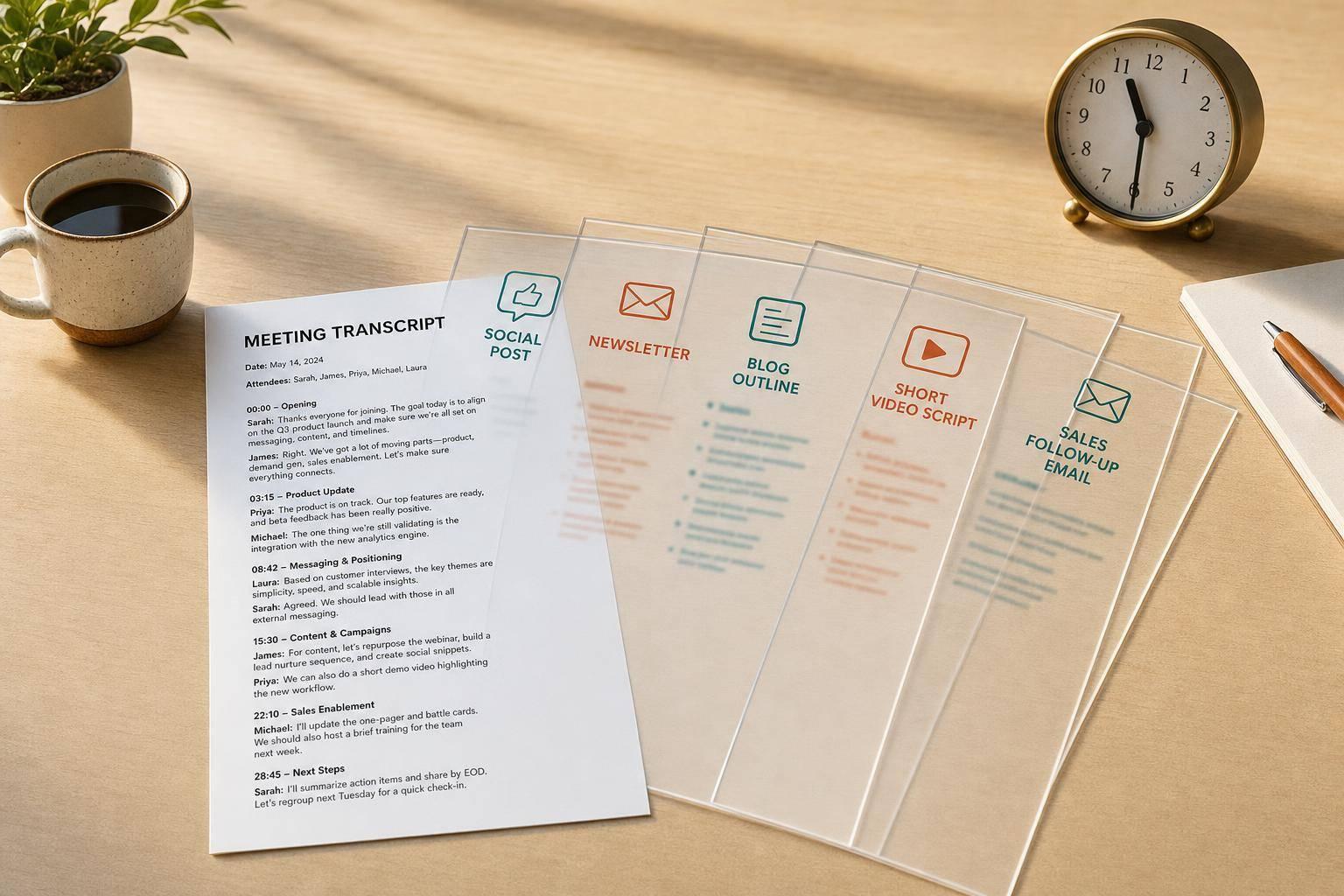 How to Turn 1 Meeting Transcript Into 5 Pieces of Content Before Lunch