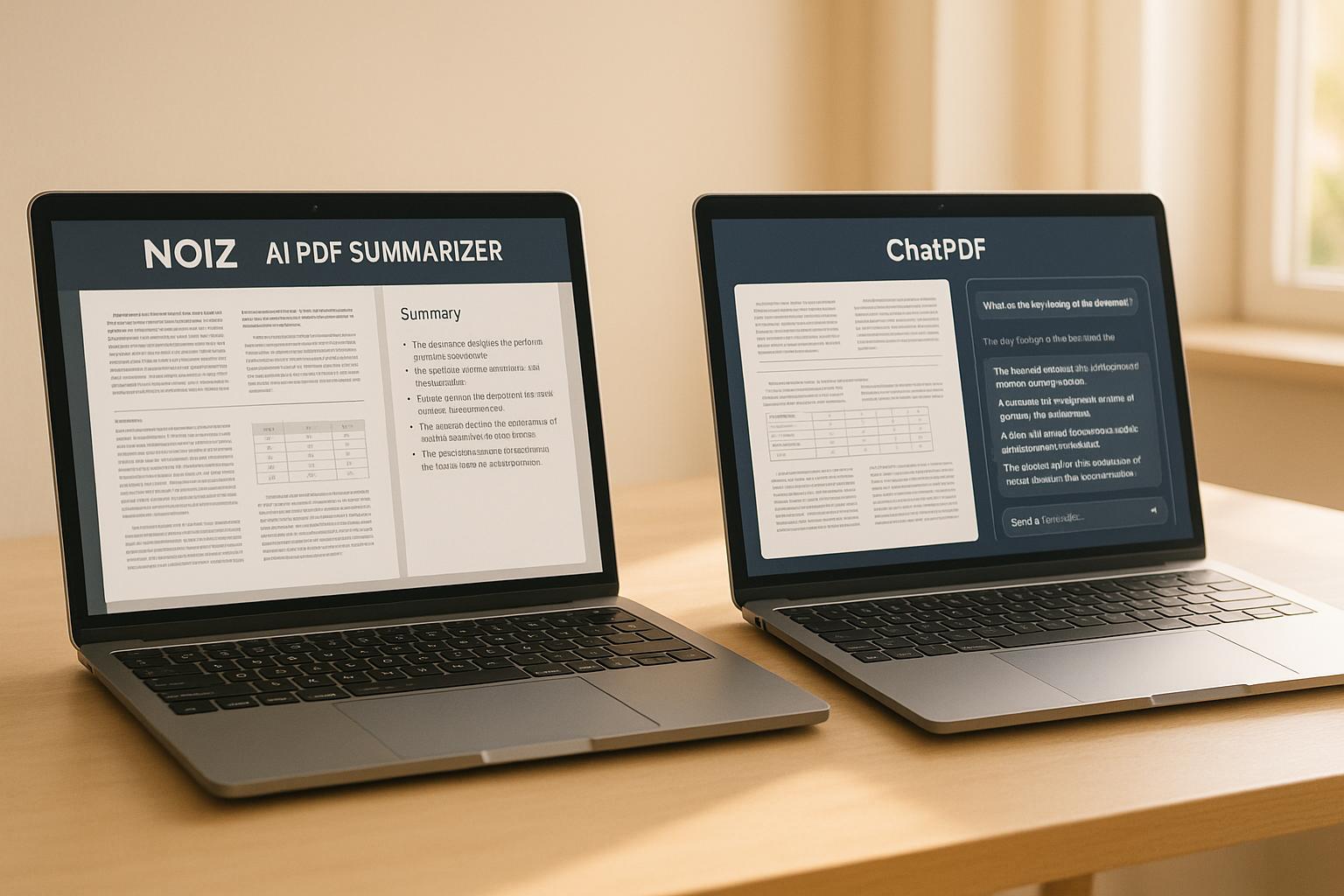 Thumbnail for: Noiz - AI PDF Summarizer vs. ChatPDF: Which Tool Is Best?