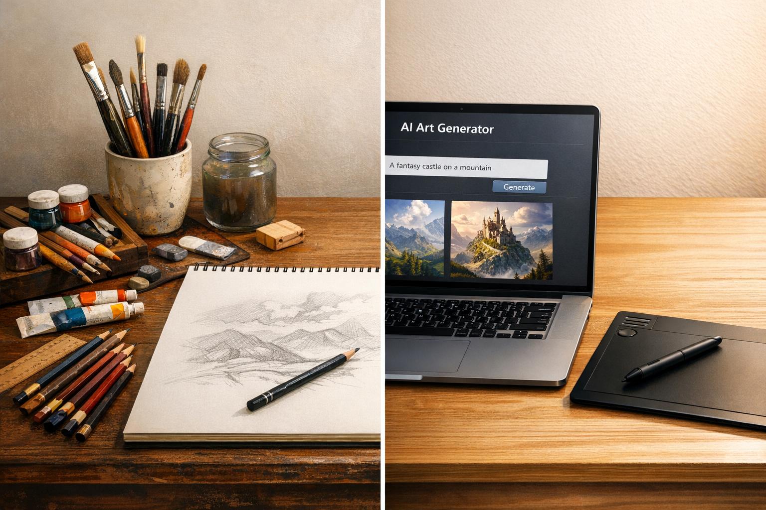 Thumbnail for: AI Art Generators vs. Traditional Tools: Key Differences