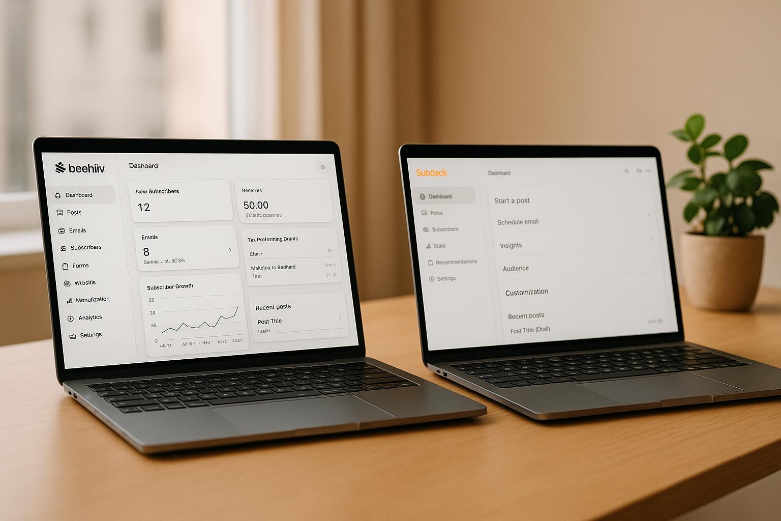 Thumbnail for: Beehiiv vs. Substack: UI Design Comparison