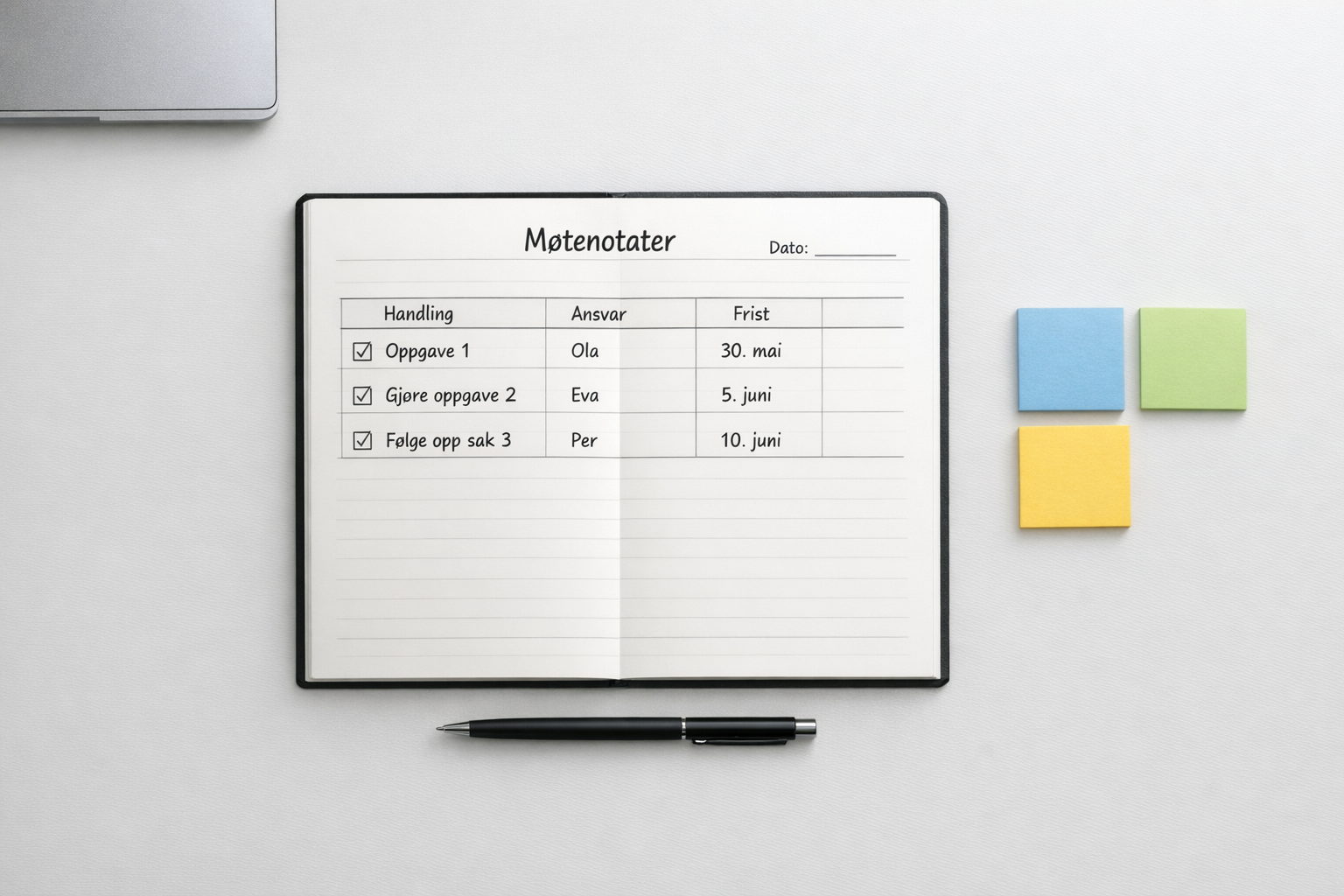 Thumbnail for: Slik Skriver Du Effektive Møtenotater med Handlinger