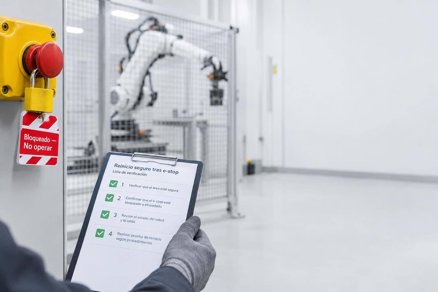Procedimientos de reinicio seguro tras e-stop en robots