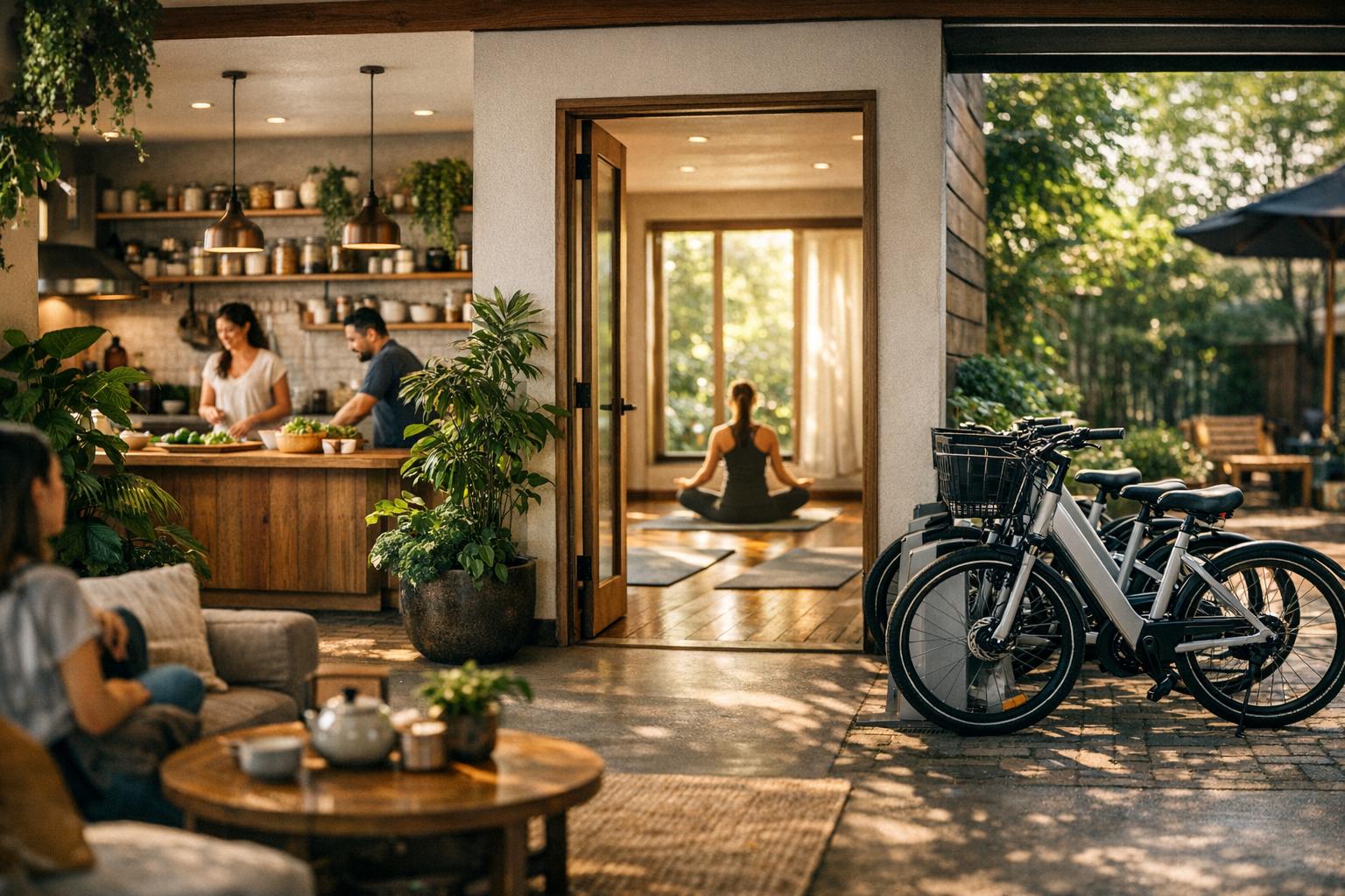 Plant-Based Kitchens, Yoga Rooms & Bike Sharing: Inside Wellness-Oriented Coliving Spaces